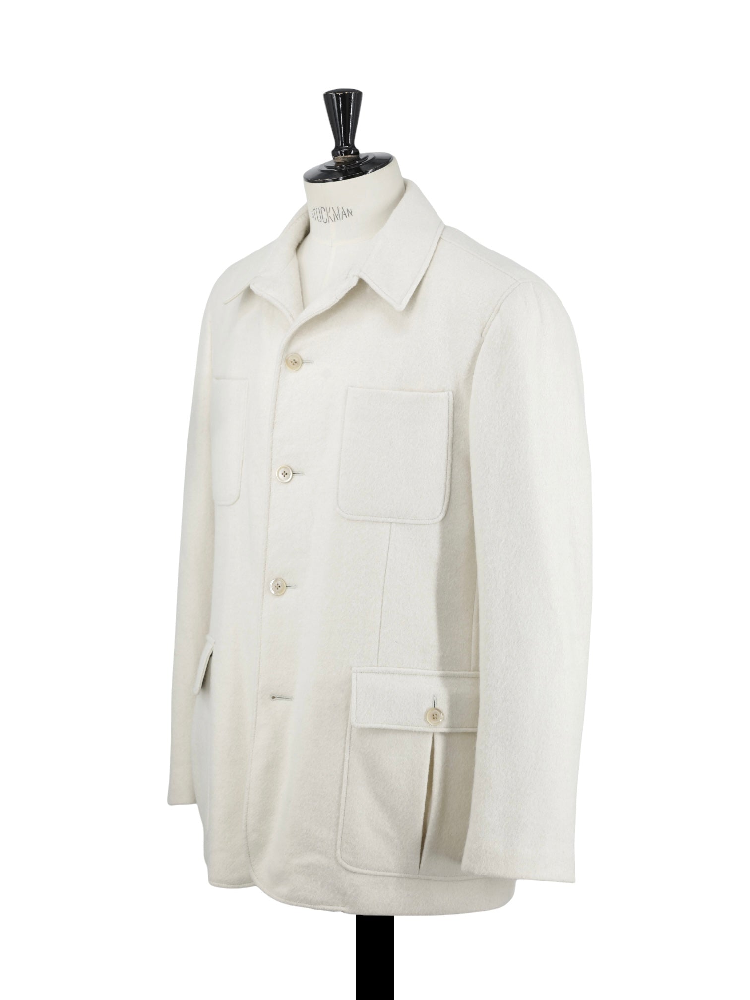 Caruso Offwhite Baby Alpaca, Wool & Stretch Overshirt Coat