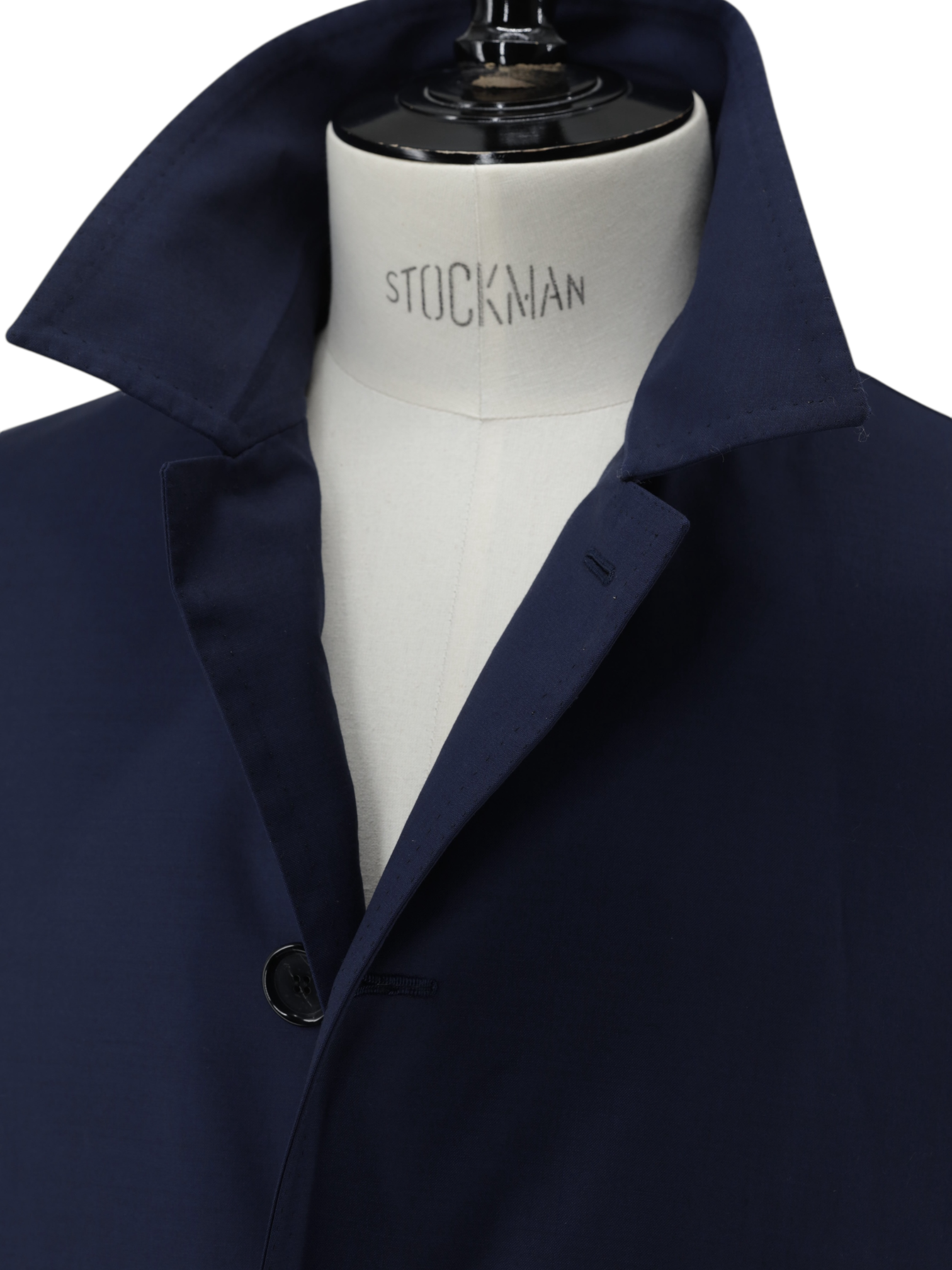 Cesare Attolini Navy Storm-System Wool Carcoat