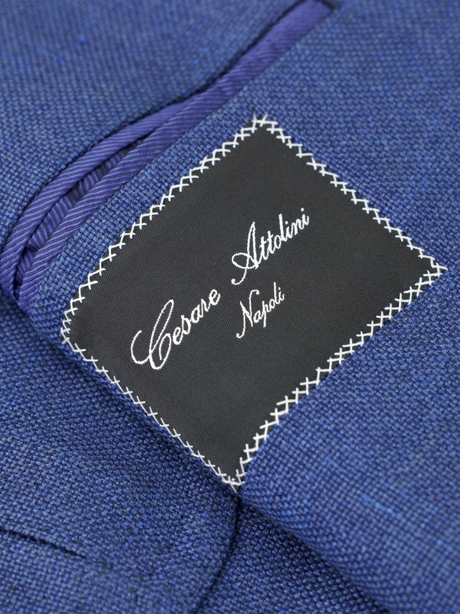 Cesare Attolini Cobalt Blue Wool, Silk & Linen Hopsack Safari-Overshirt