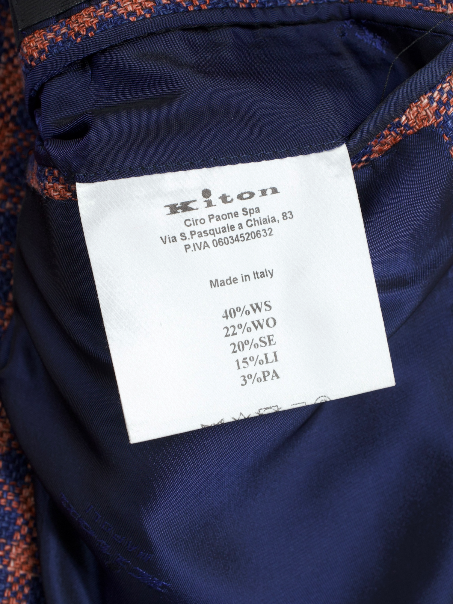 Kiton Dark Blue & Red Cashmere, Wool, Silk, Linen & Stretch Gingham Jacket
