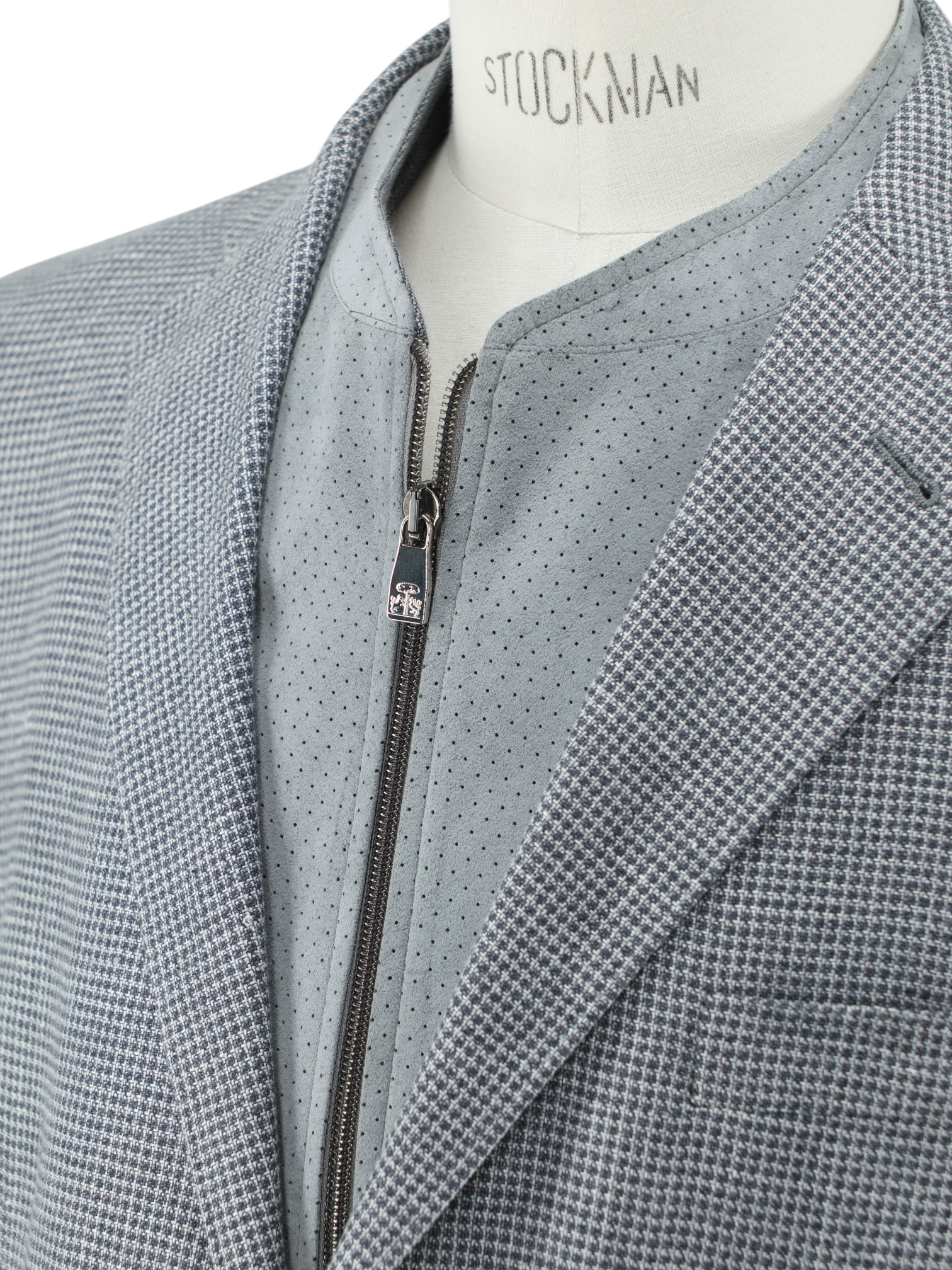 Corneliani ID Grey Hemp & Wool Micro-Pattern "Light Living" Jacket