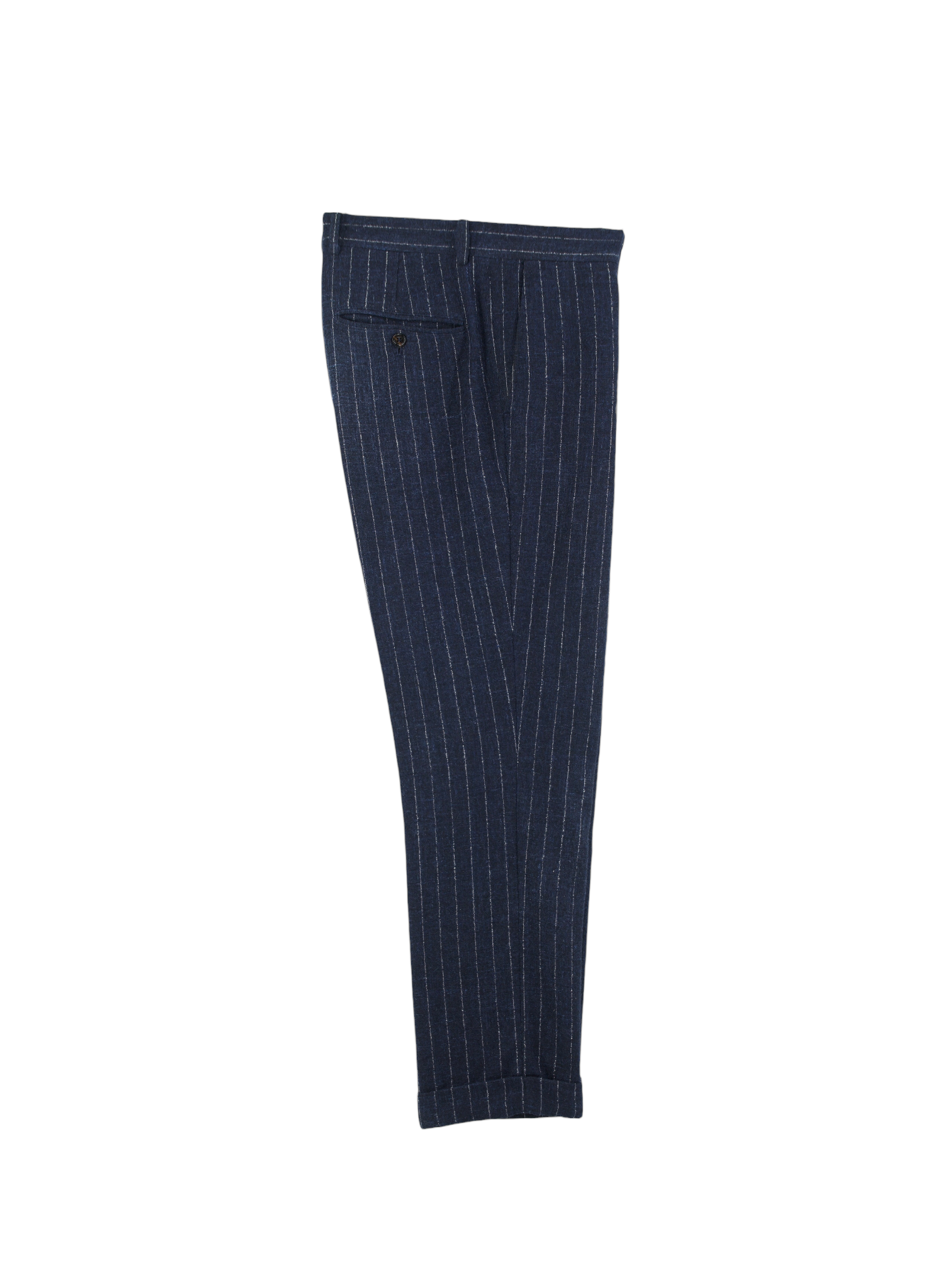 Brunello Cucinelli Navy Alpaca, Stretch & Linen Bouclé Pinstripe Suit