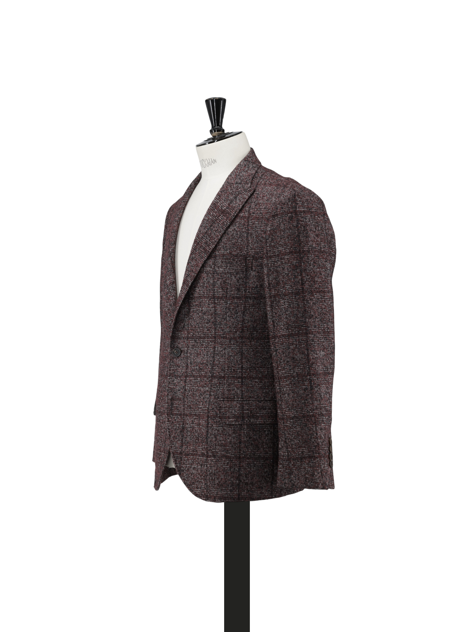Brunello Cucinelli Burgundy Alpaca, Wool & Stretch Bouclé Checkered Jacket