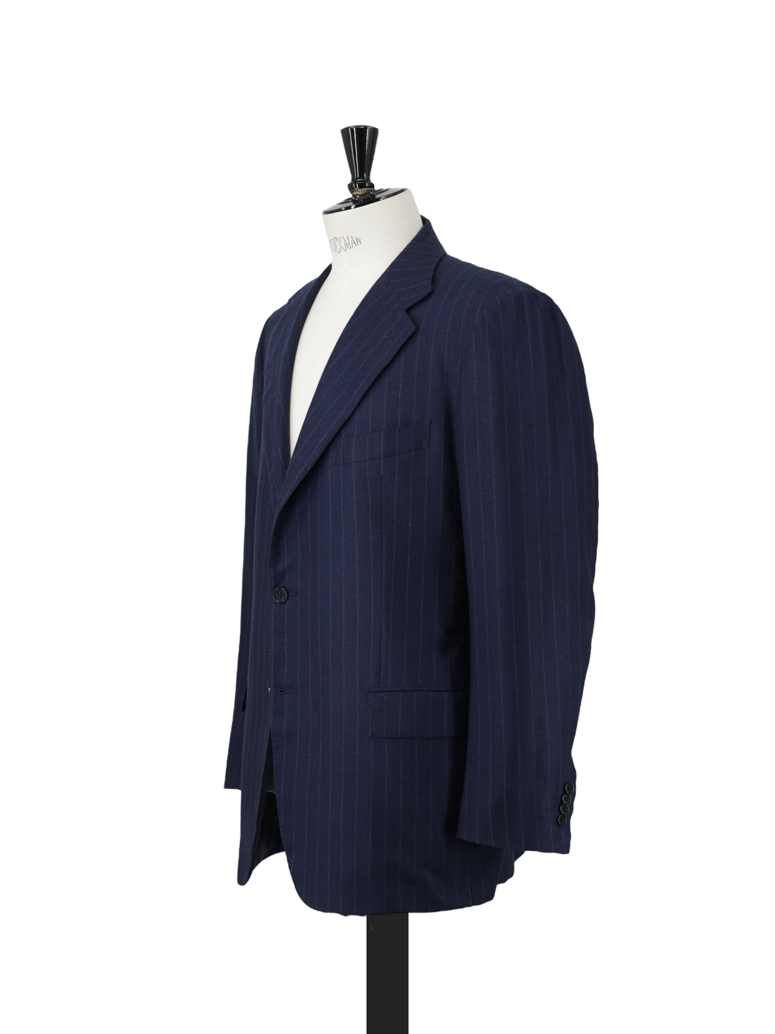 Kiton Navy Pure Cashmere Flannel Pinstripe Suit