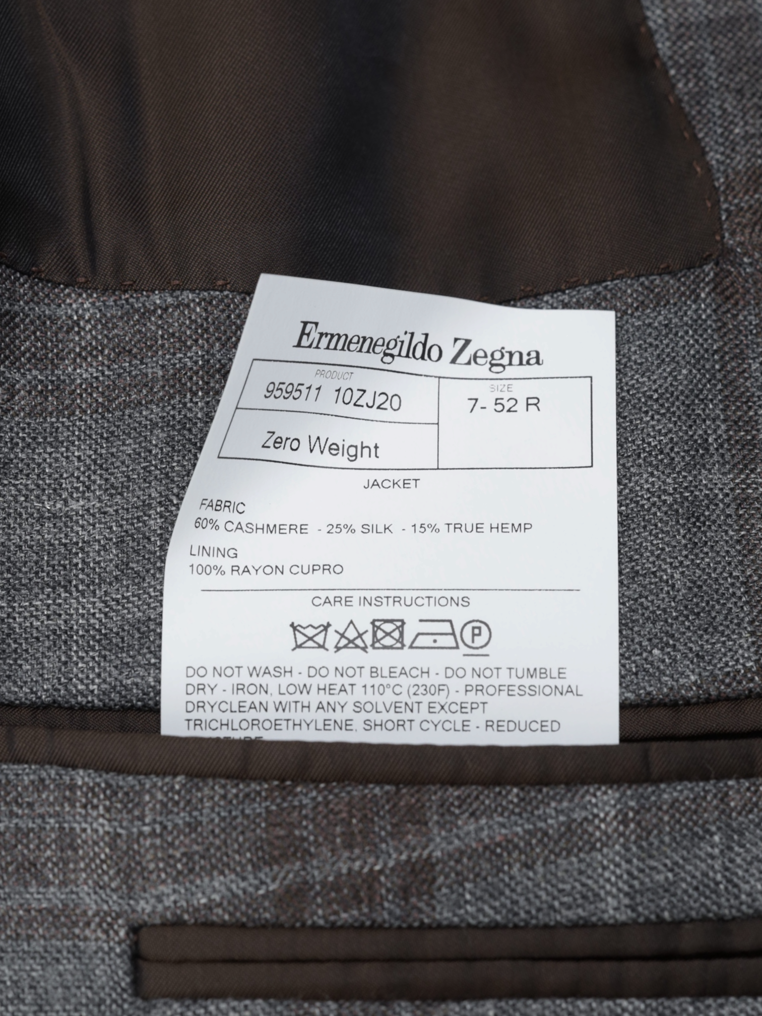 Ermenegildo Zegna Taupe & Castagne Brown Cashmere, Silk & True Hemp "Zero Weight" Jacket