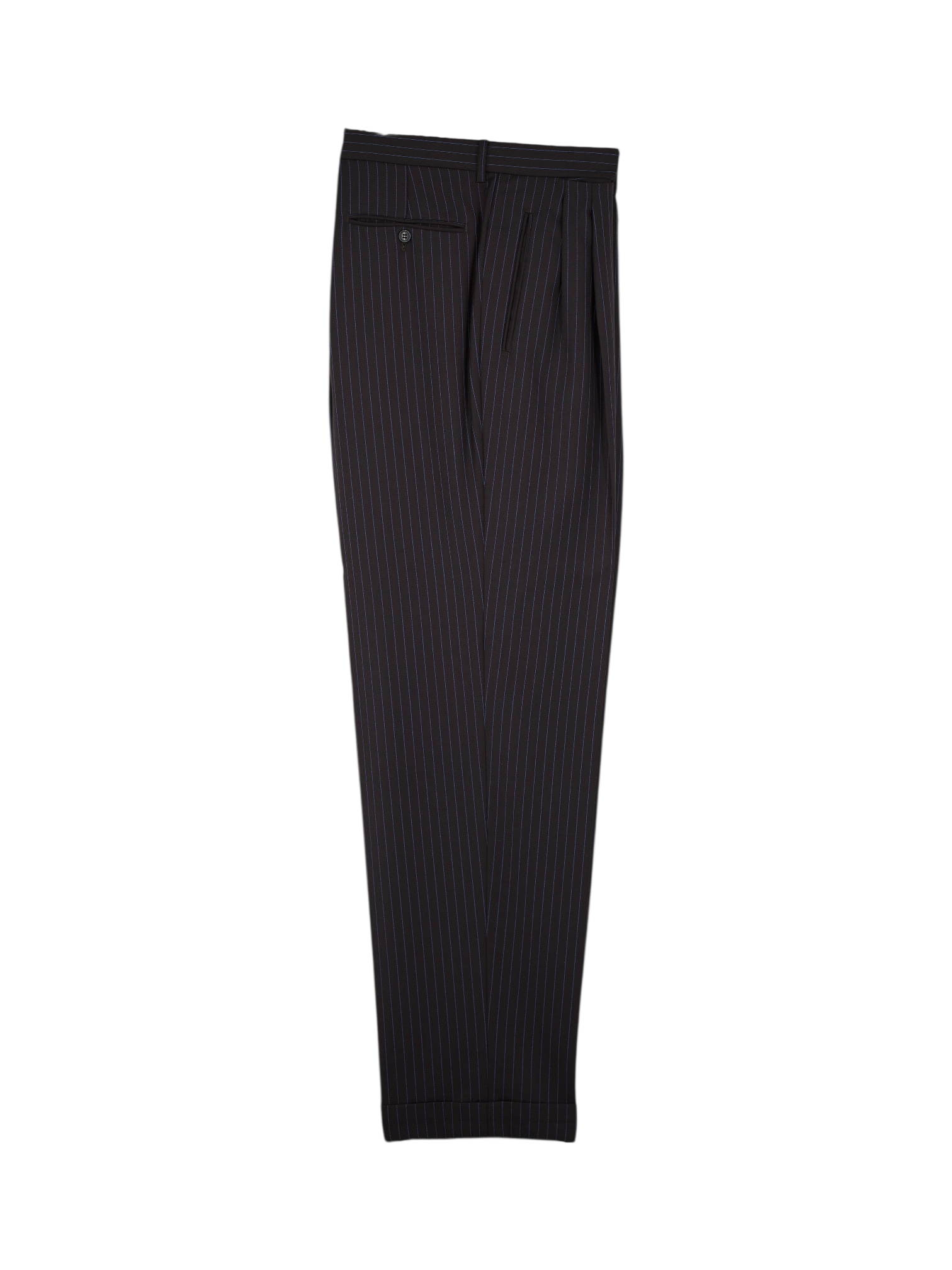 Ermenegildo Zegna Vintage Dark Brown & Light Blue Trofeo Wool Pinstripe Suit