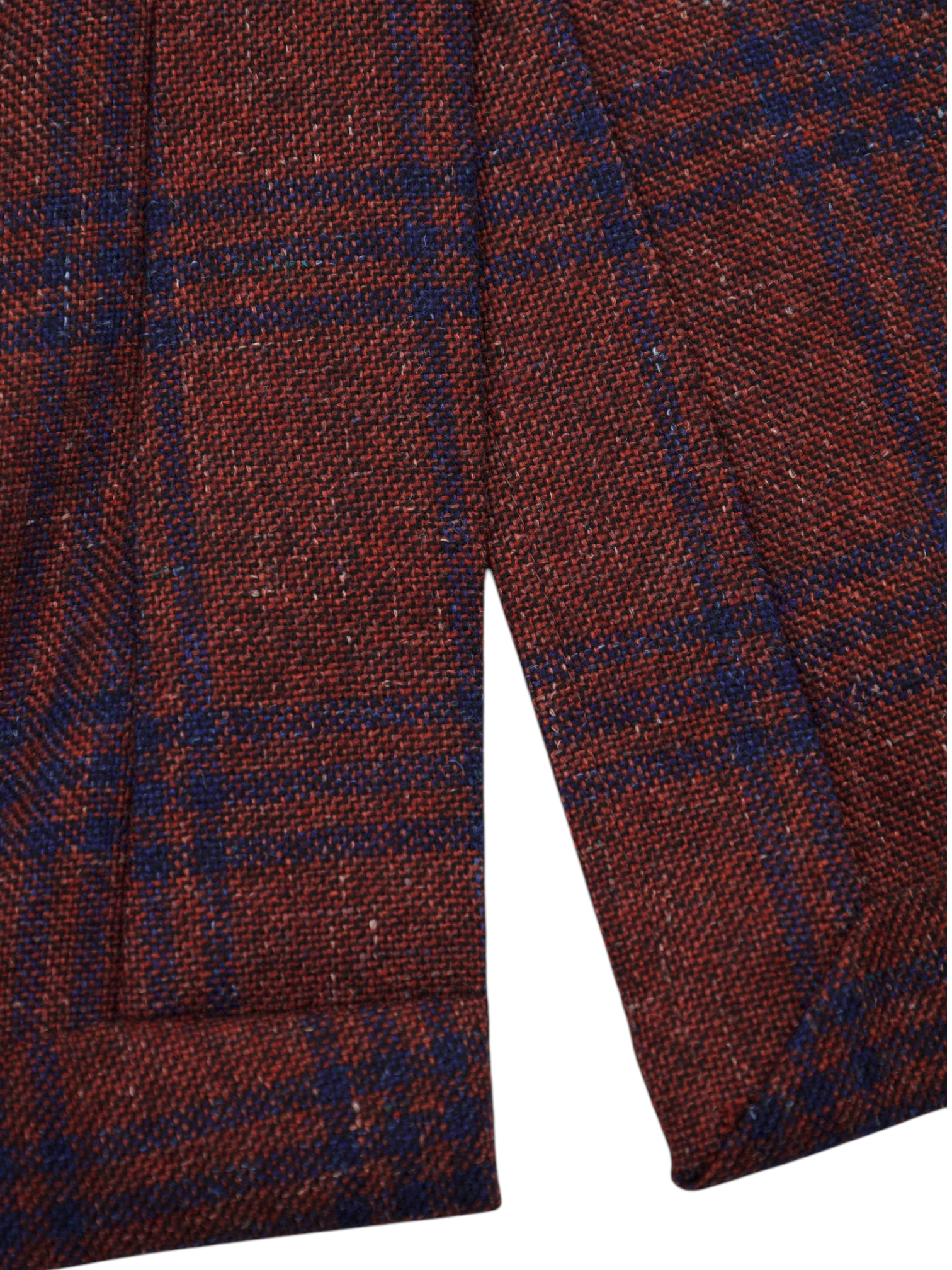 Ermenegildo Zegna Ruby Red & Dark Blue Cashmere, Silk & Linen Windowpane Jacket