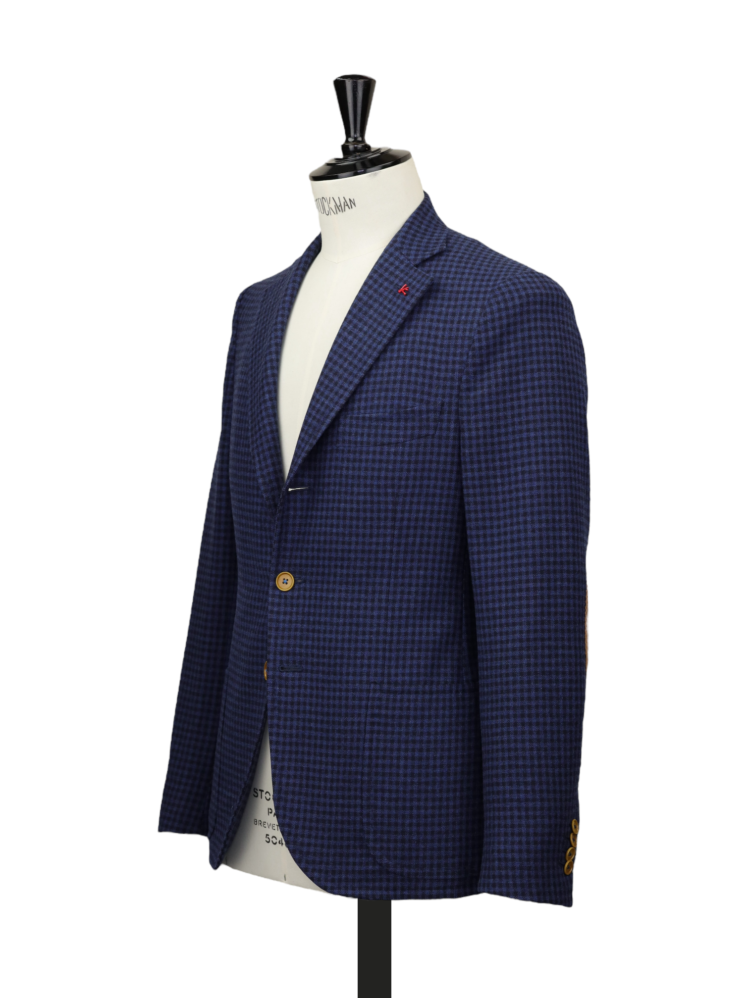 Isaia Blue Wool & Cashmere Gingham-Check Country Jacket