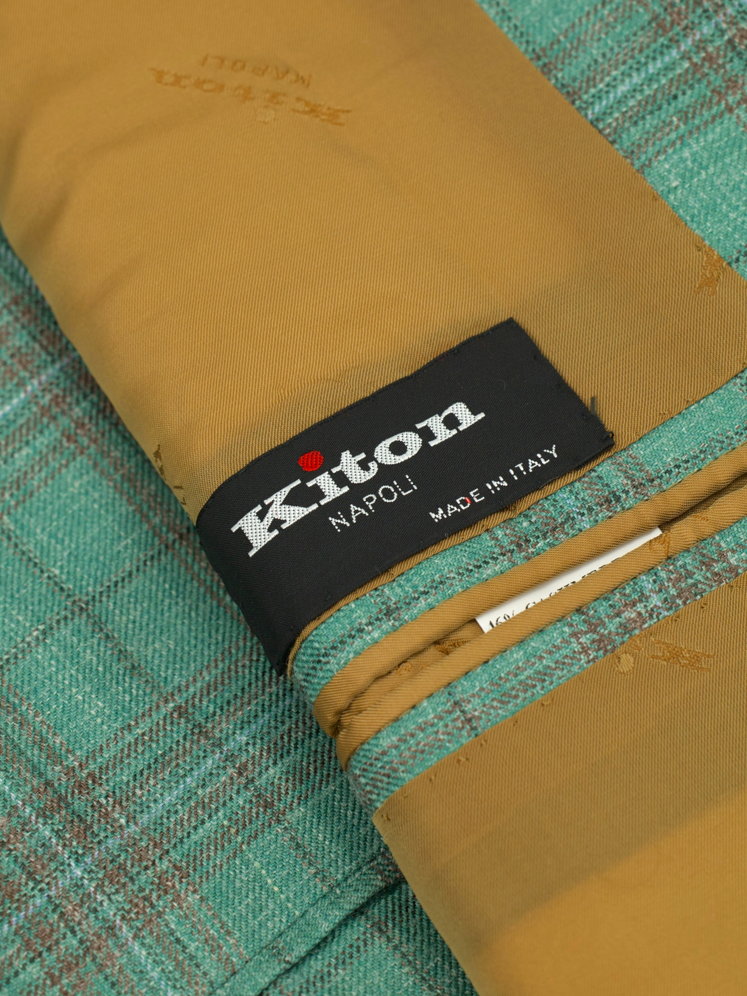 Kiton Mint Green Cashmere, Silk & Linen Tartan Jacket