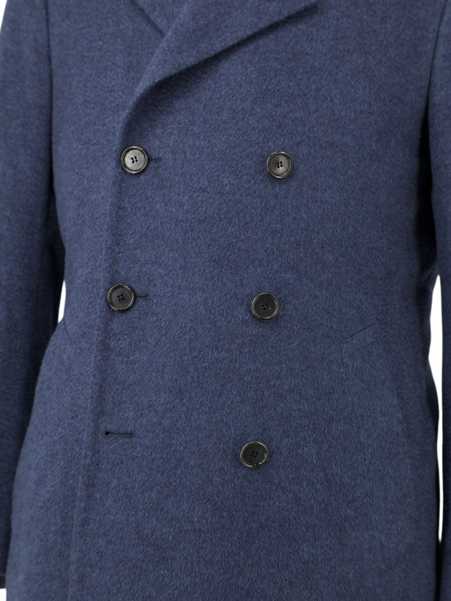 Cesare Attolini Steel Blue Pure Cashmere Double Breasted Sartorial Polo Coat