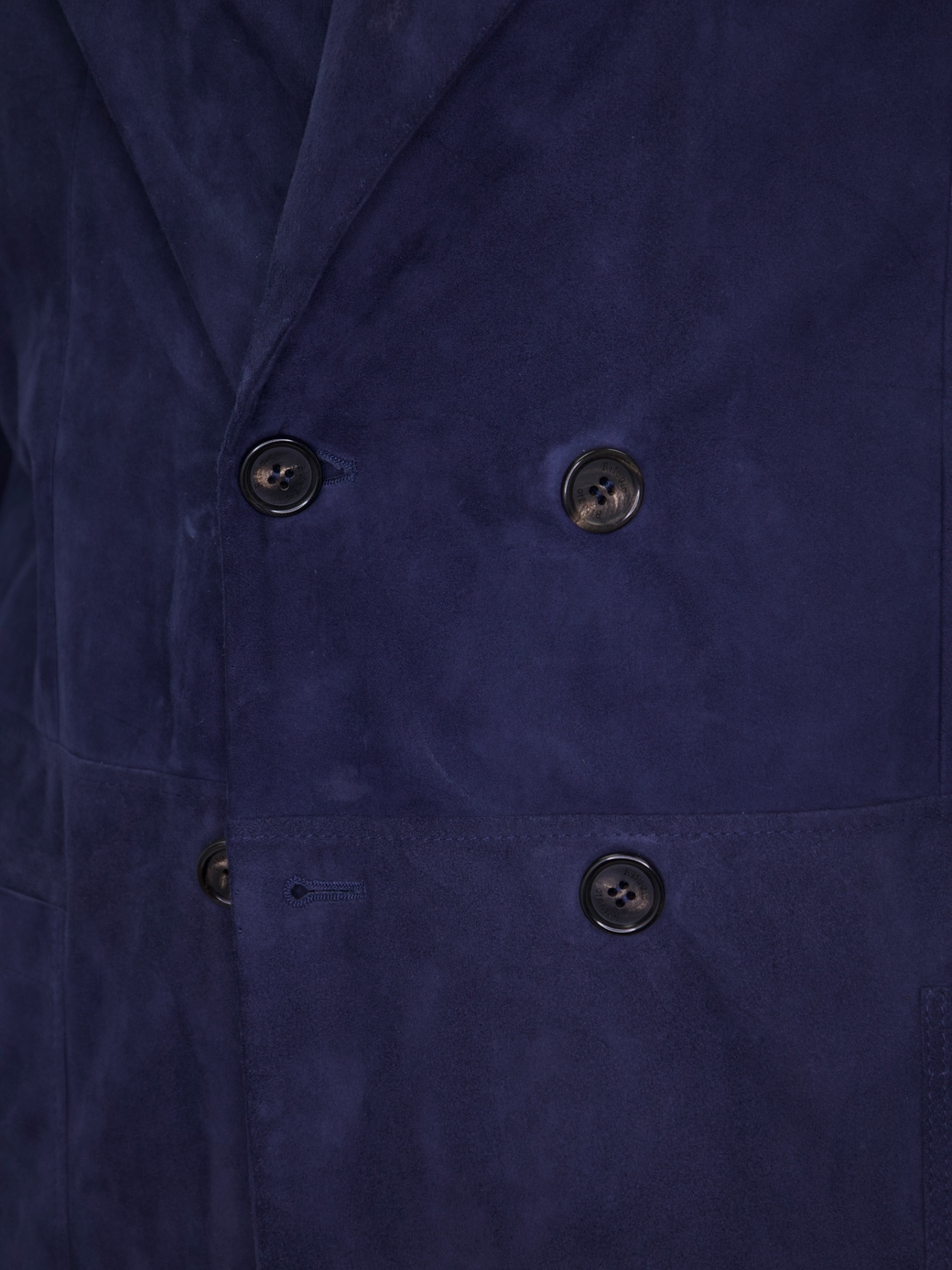 Rifugio Navy Double-Breasted Suede Blazer