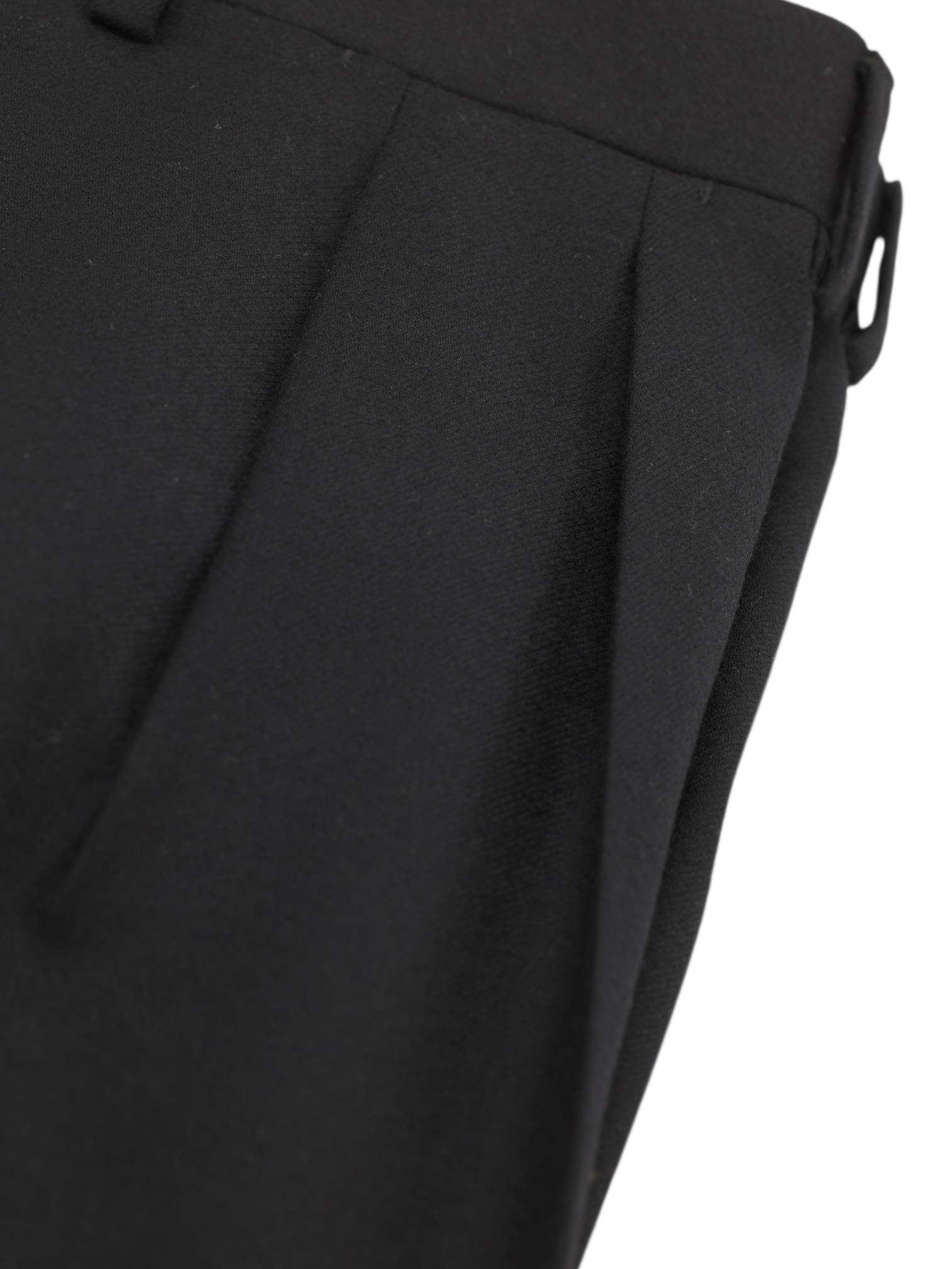 Canali Black Wool Gabardine Twill Double-Pleated Trousers