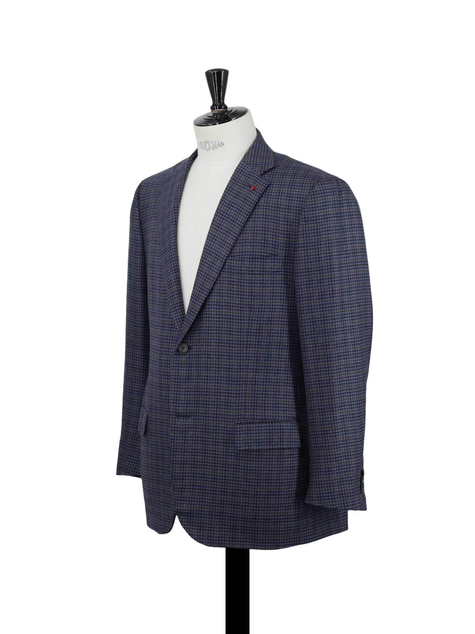 Isaia Dark Blue & Brown Pure-Cashmere Gingham Check Jacket