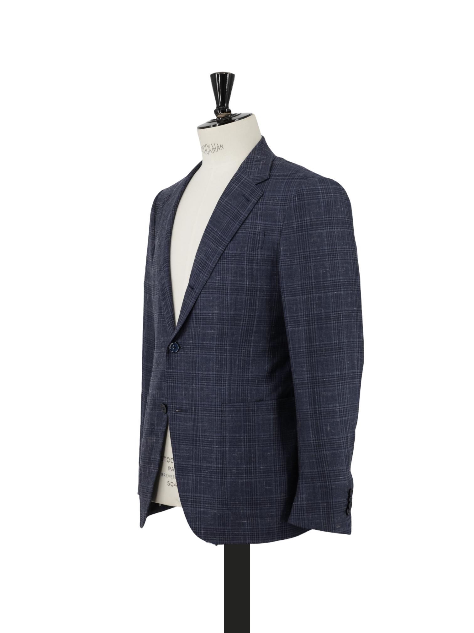 Ermenegildo Zegna Dark Blue Cashmere, Silk & Linen Prince of Wales Milano Easy Jacket