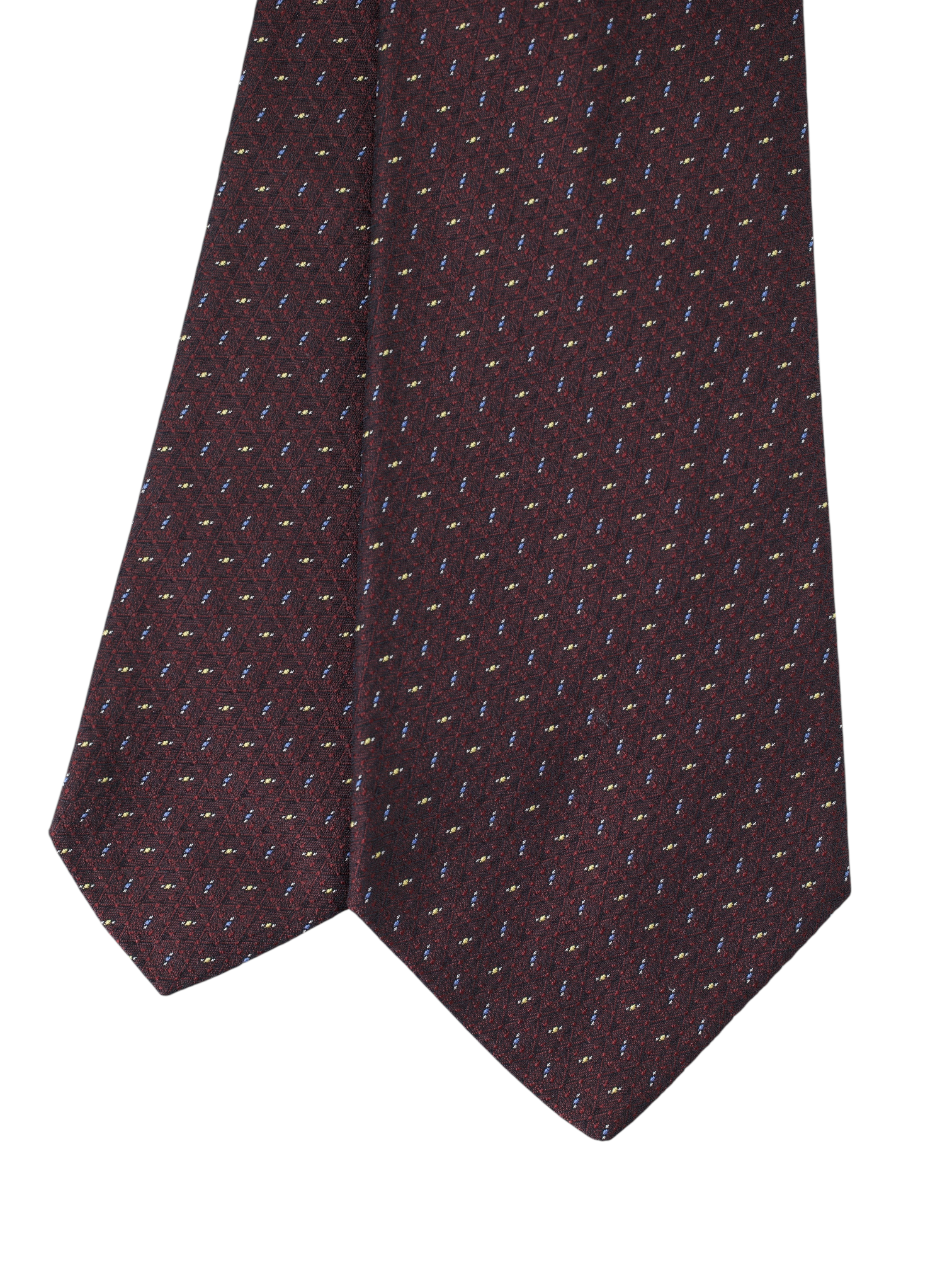 Kiton 5-Fold Mahogany Silk Geometric Pattern Tie