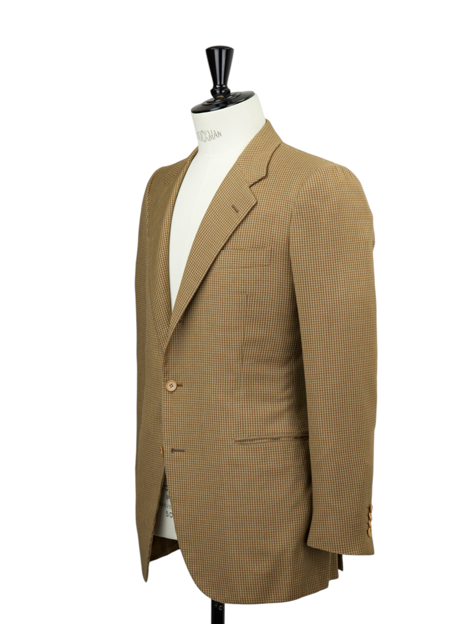 Kiton Vintage Light Brown Pure-Wool Gingham Check Jacket