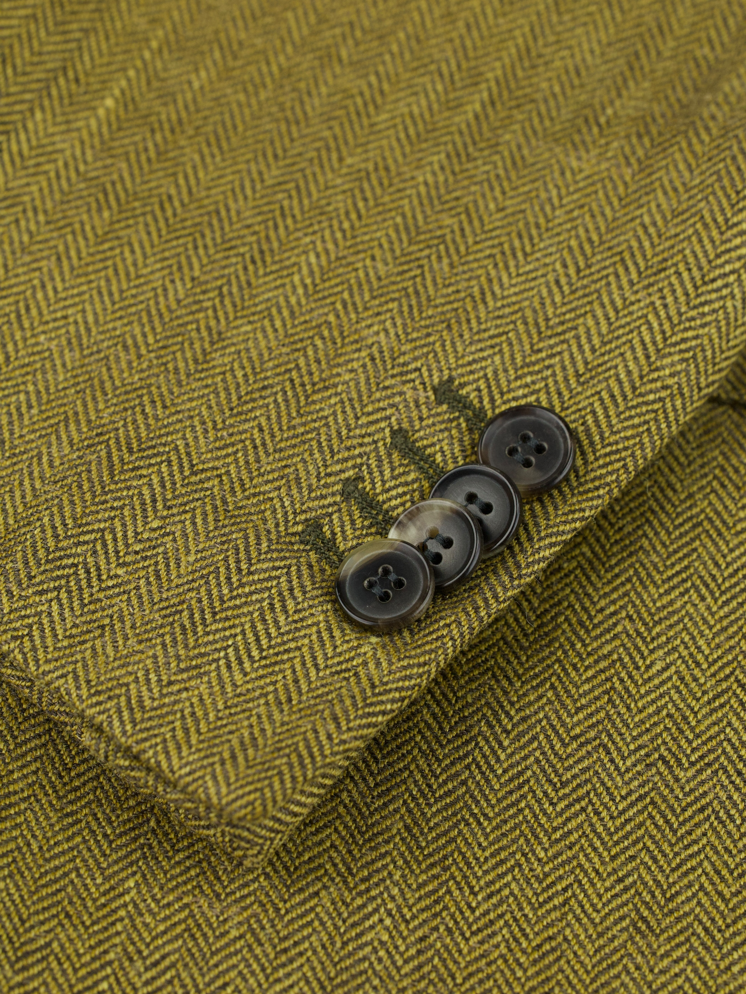Caruso Gold Wool, Silk & Linen Herringbone Jacket