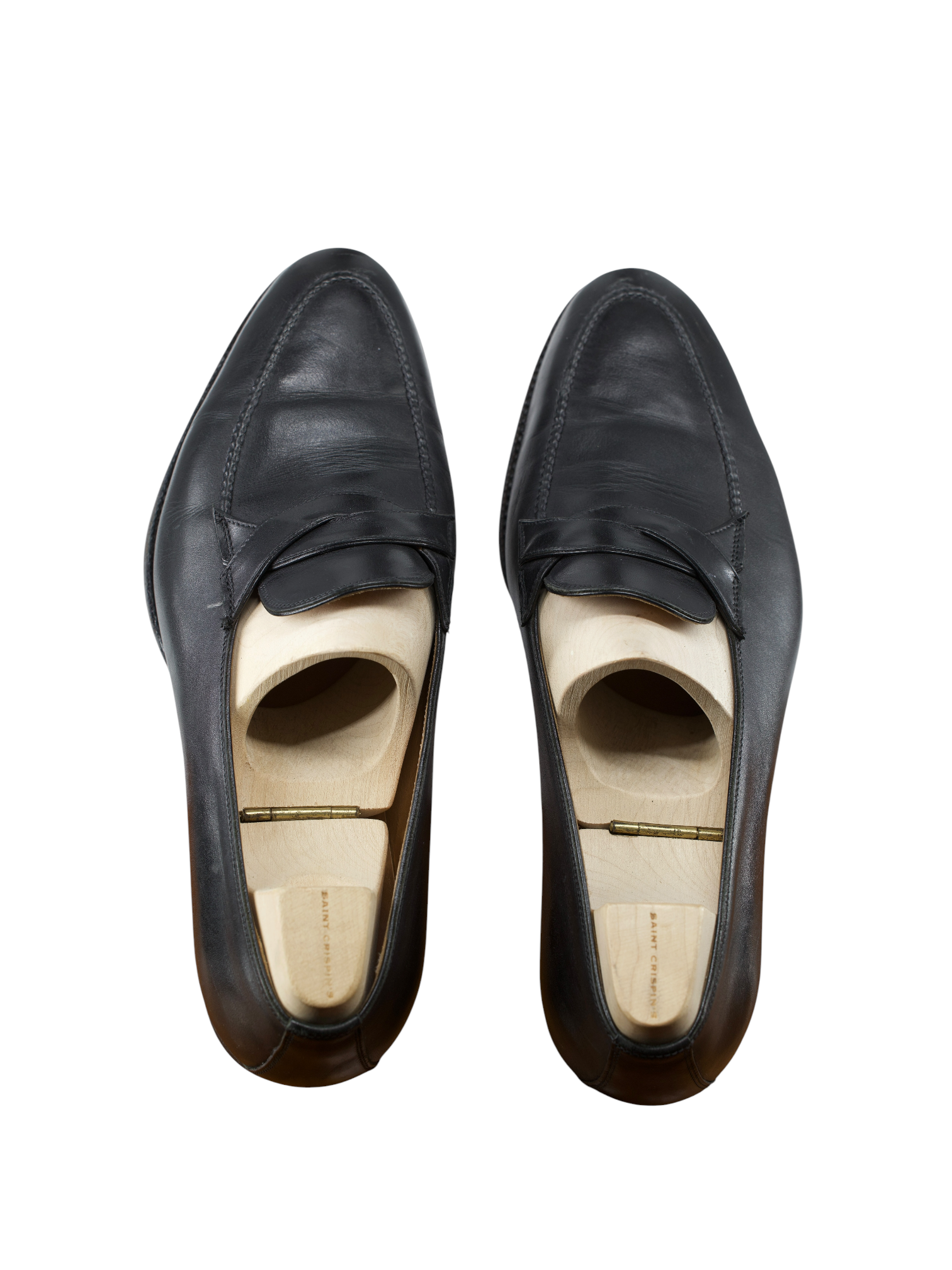 Saint Crispin's Black Calfleather Entwinded-Strap Loafer