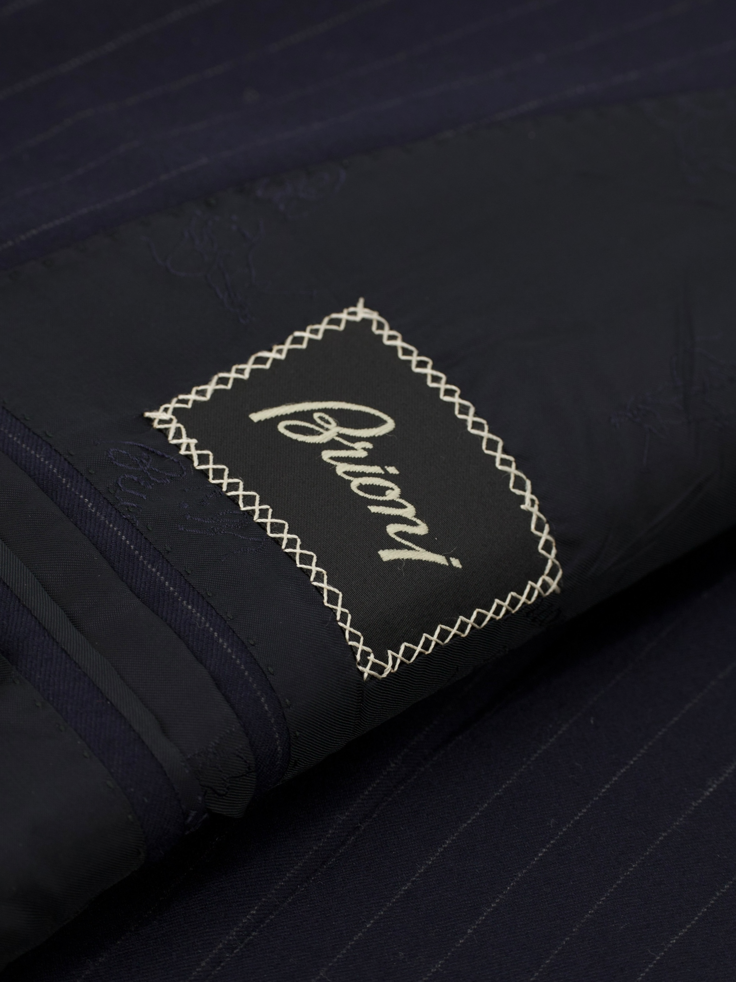 Brioni Navy Brushed-Wool Pinstripe Palatino Suit
