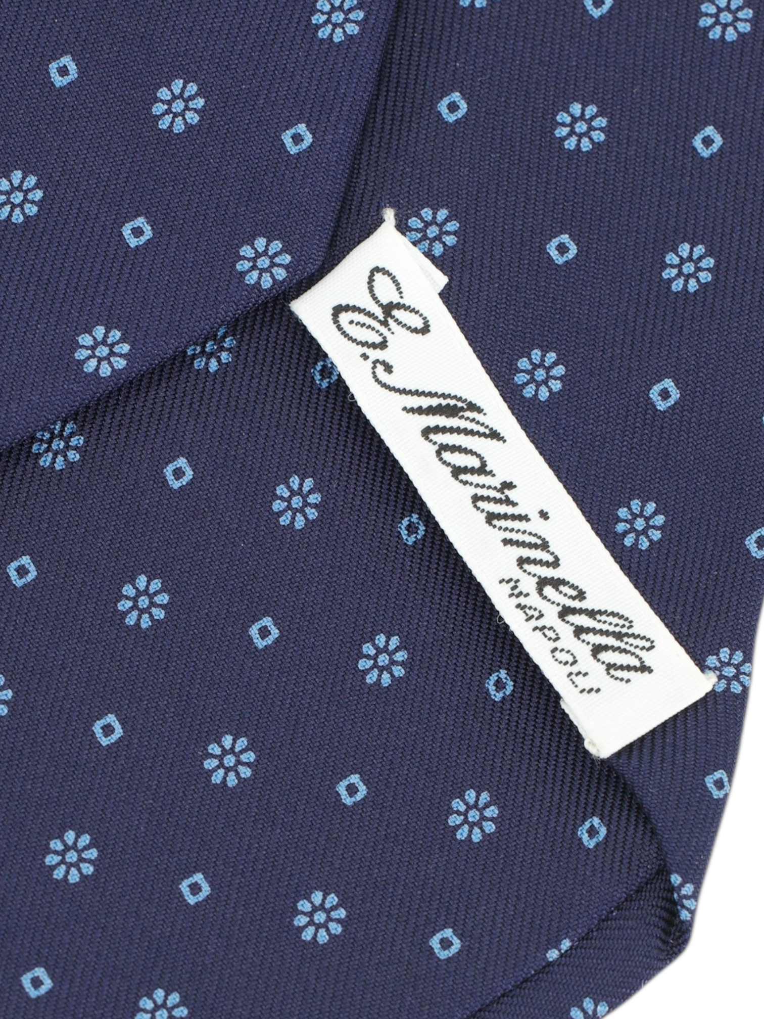 E.Marinella Navy & Light Blue Silk Floral Tie