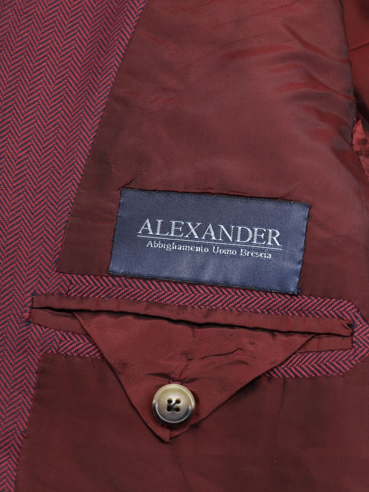 Orazio Luciano Red & Navy Super-Cotton Chevron-Herringbone Jacket