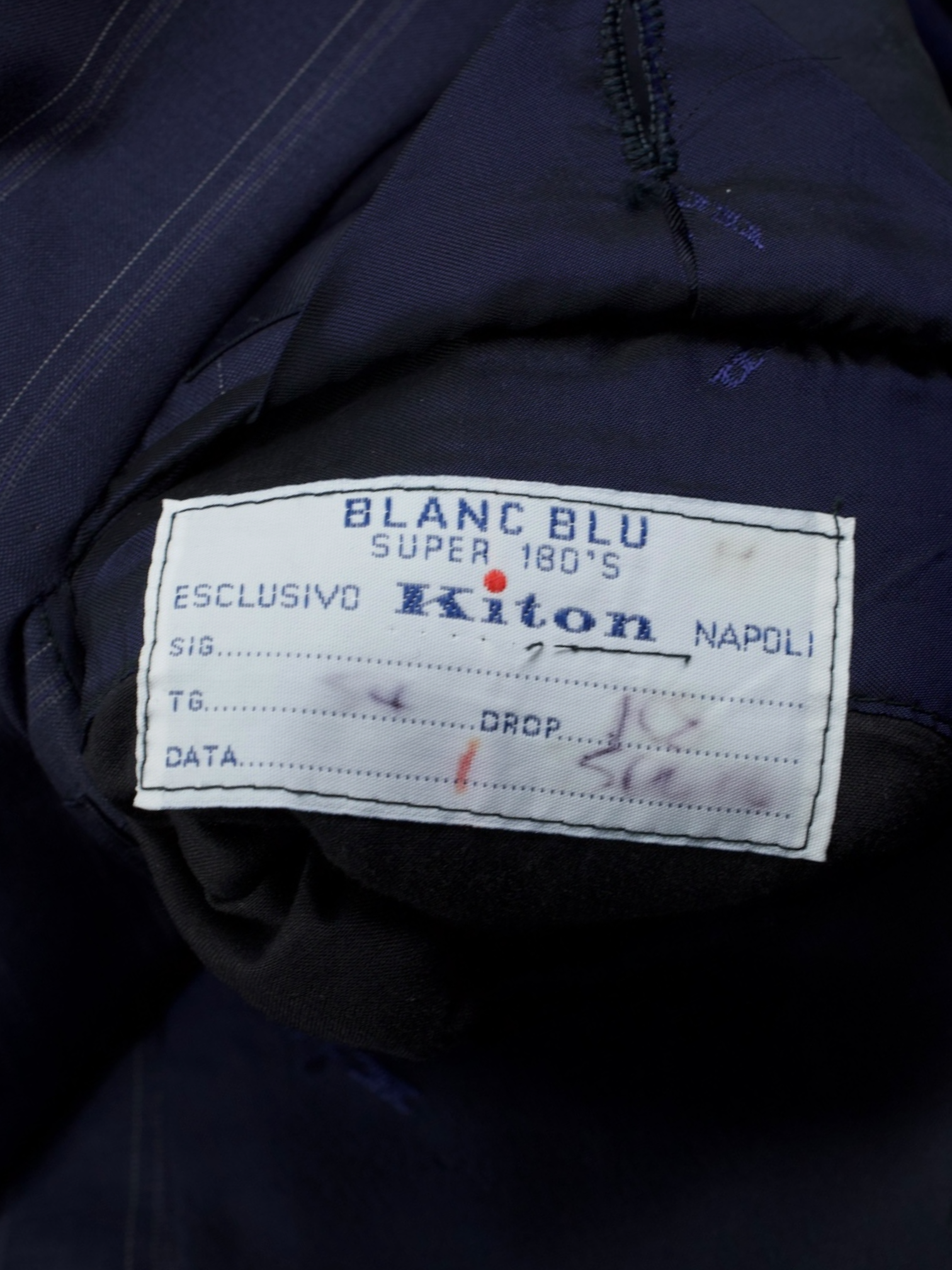Kiton Dark Blue 14-Micron "Blanc Blu" Vintage-Pinstripe Suit