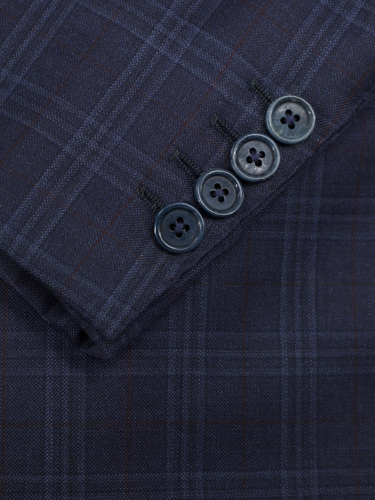 Cifonelli Dark Blue Fine-Wool Double Breasted Checkered Jacket