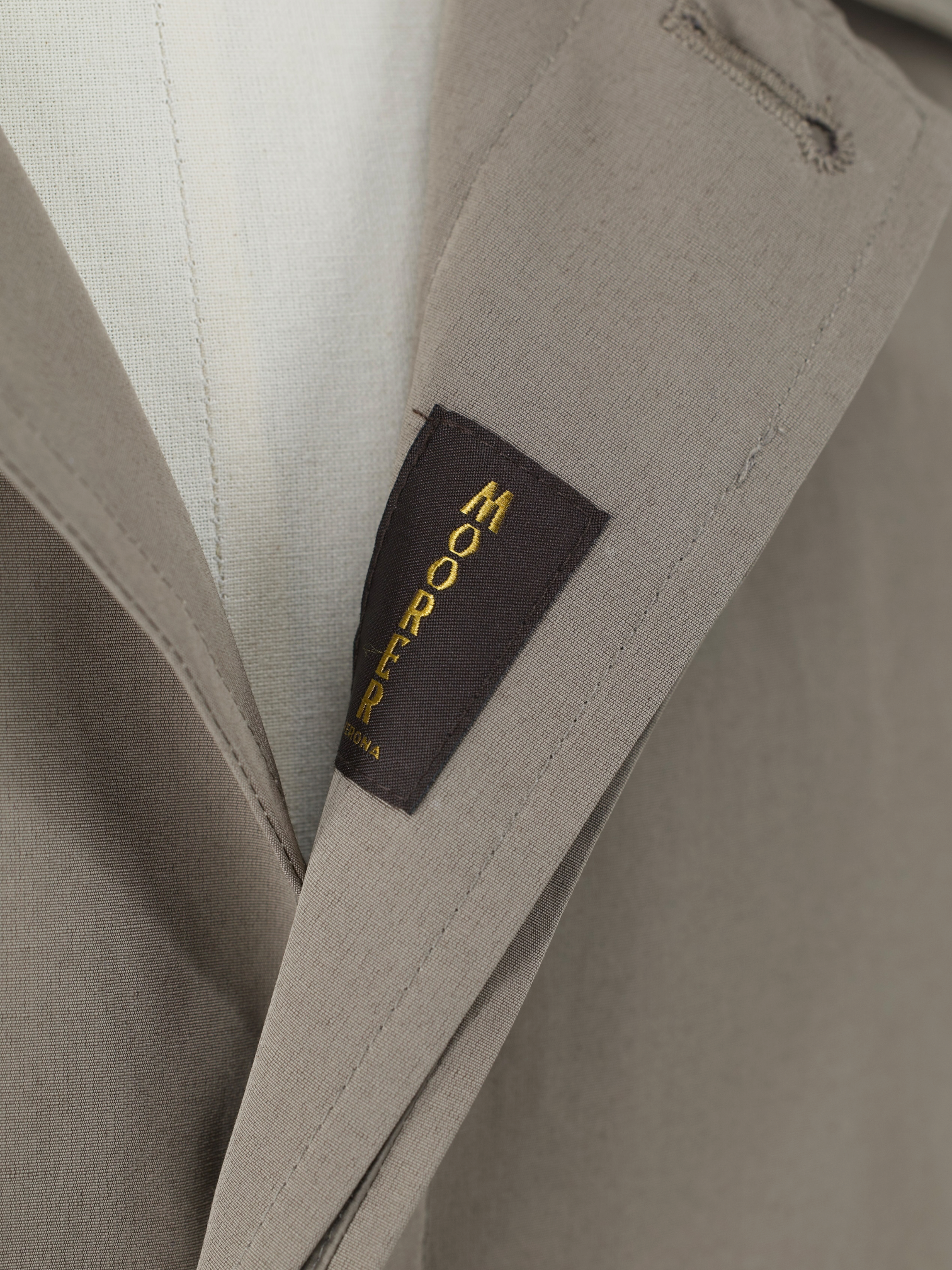 MooRER Greige Waterrepellent "Vittor-WM" Summer Overcoat