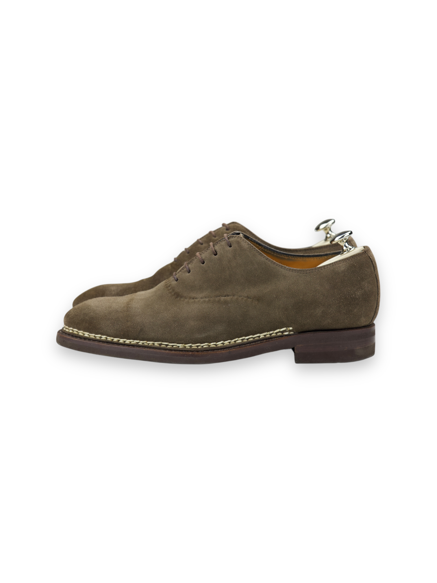 Bontoni Taupe Norvegese Vittorio Suede Wholecut Oxford Lace-Ups