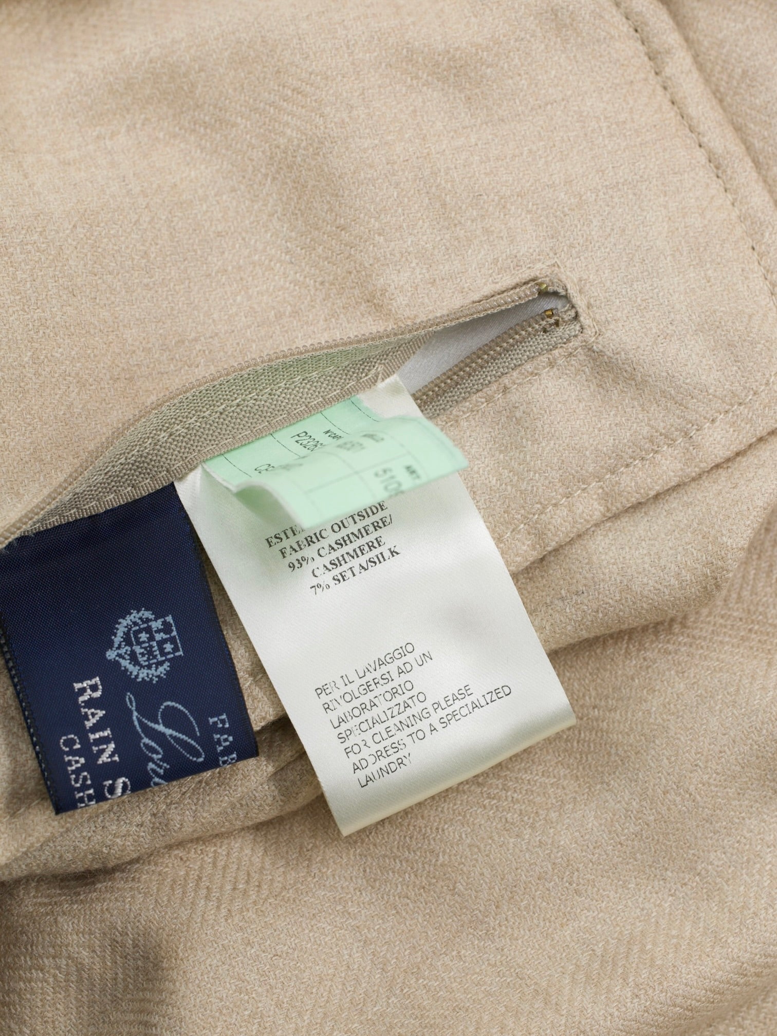 Mandelli Beige Cashmere & Silk Herringbone Bomberjacket