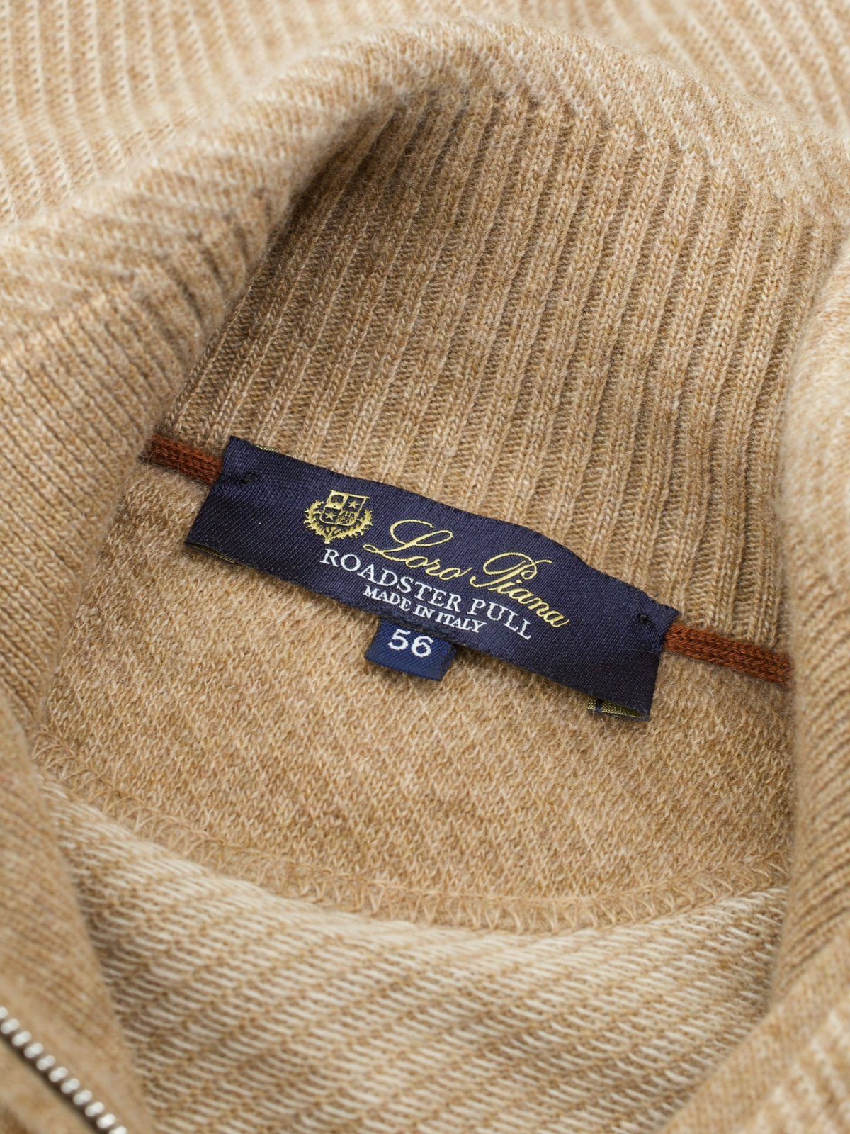 Loro Piana Caramel Brown Pure-Cashmere Roadster Pull Half-Zip Sweater