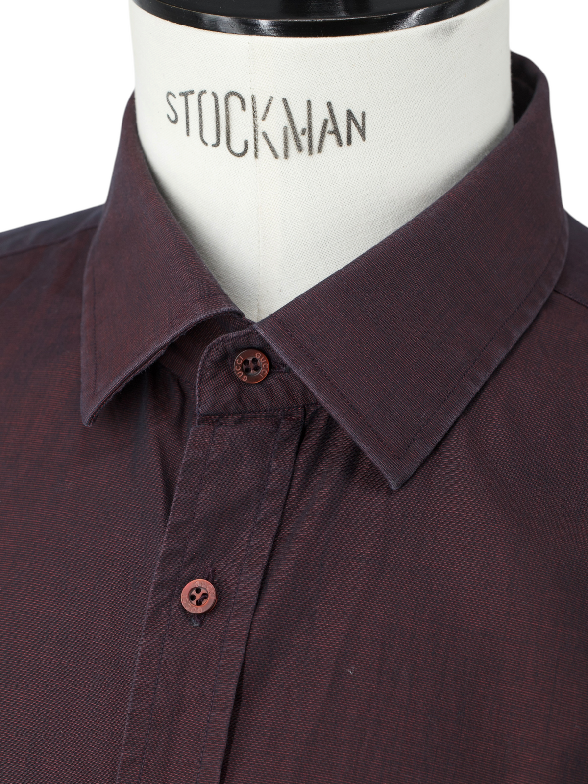 Gucci by Tom Ford Maroon Iridescent-Cotton Vintage Dress Shirt