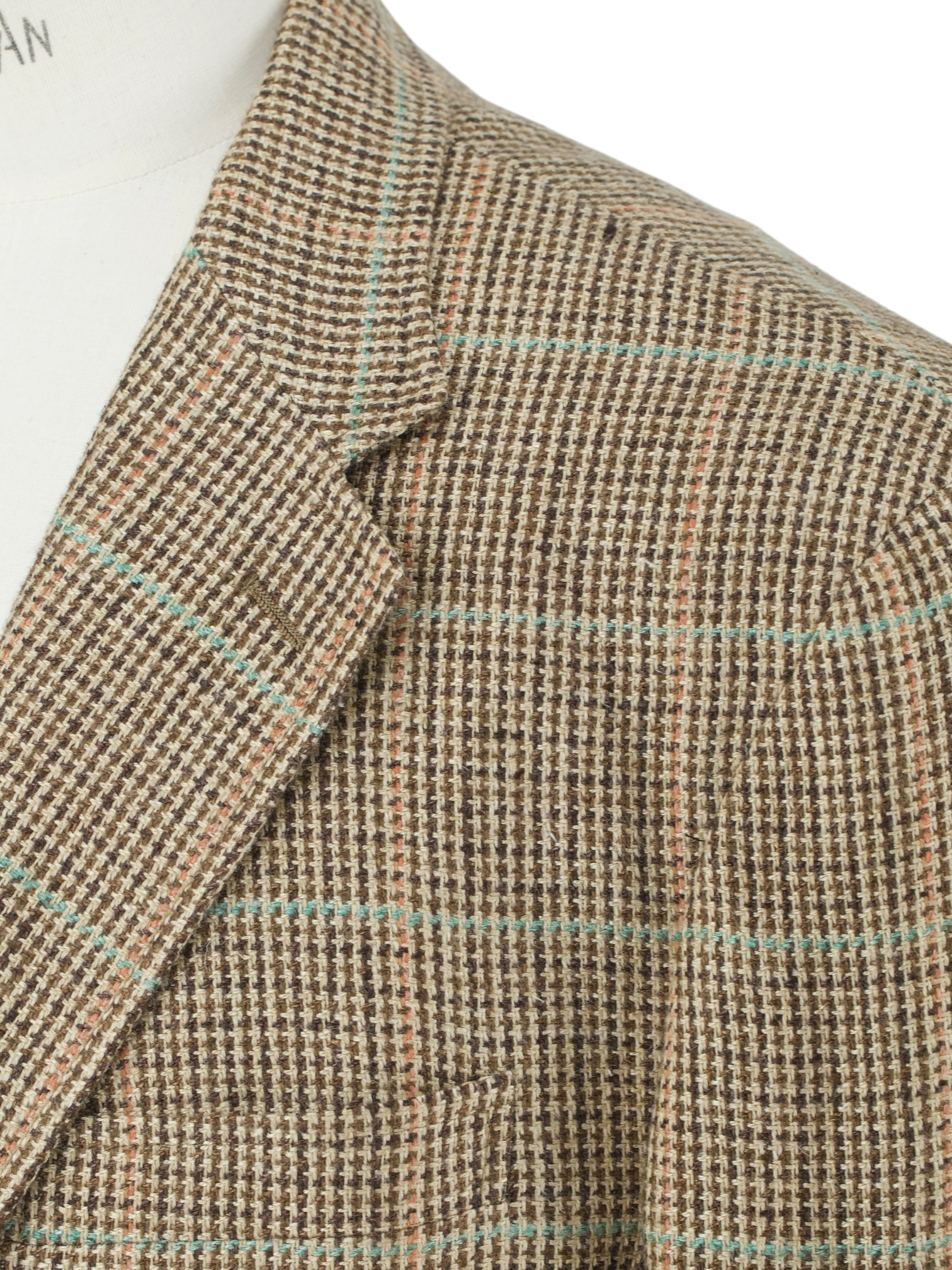 Ralph Lauren Light Brown Linen & Silk Blend Summer-Tweed Check Jacket