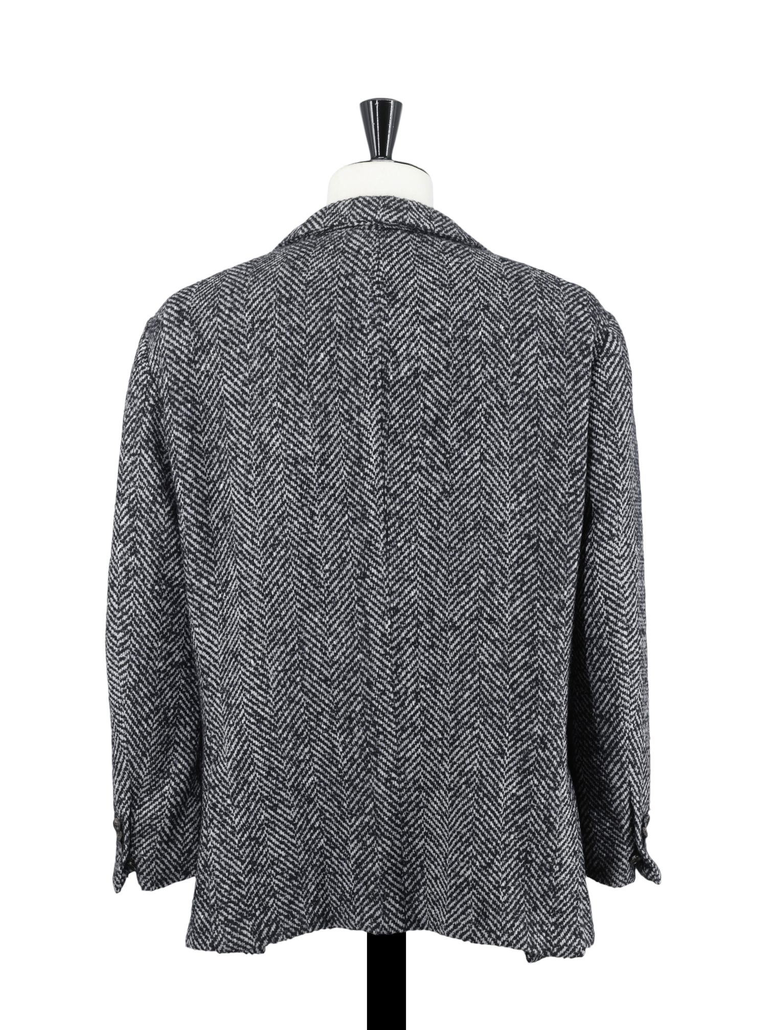 Kiton Black & White Wool, Cashmere & Silk Bouclé-Herringbone Jacket