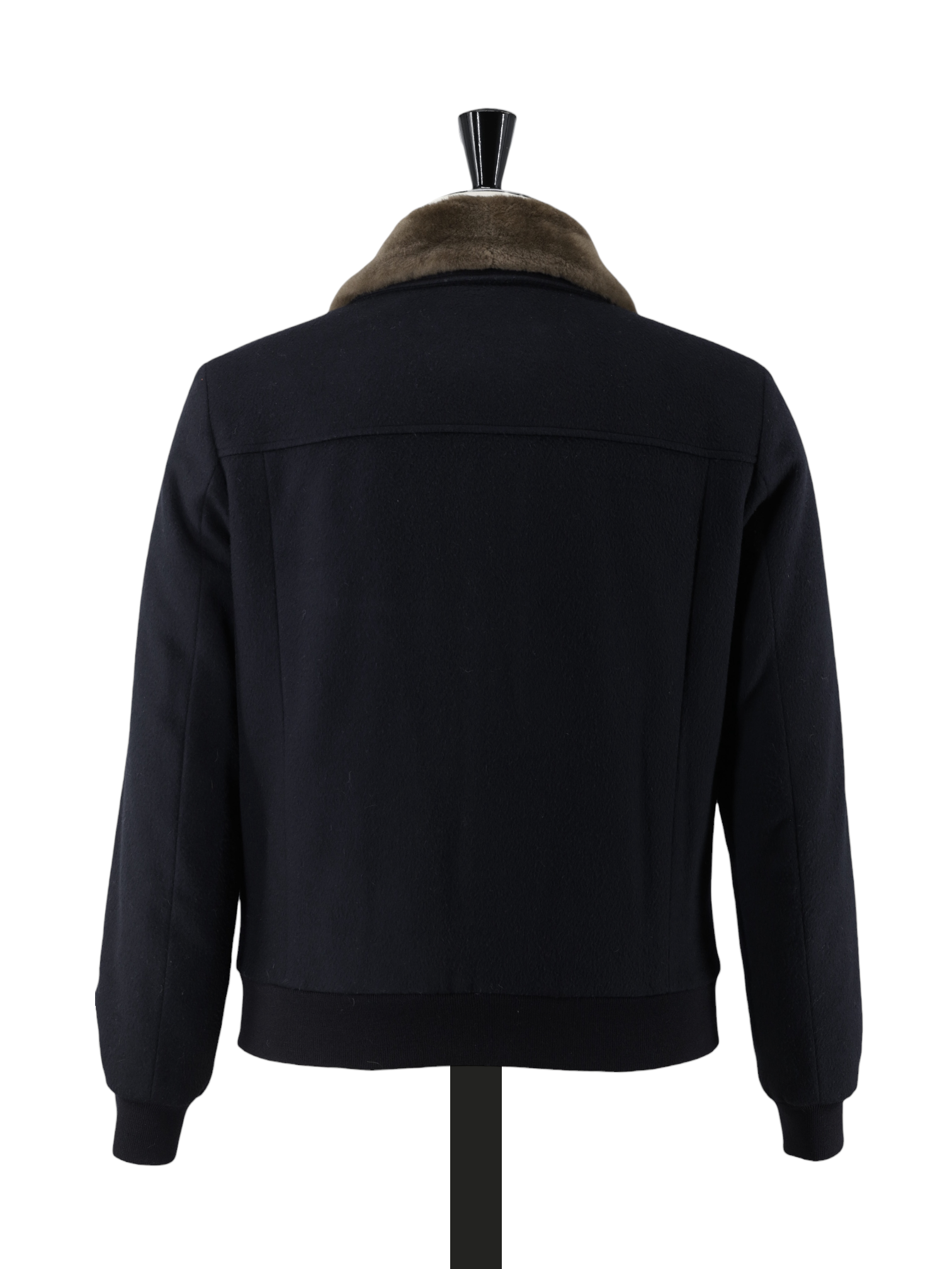 Corneliani Navy Wool & Castorino-Fur Collar Blouson Jacket