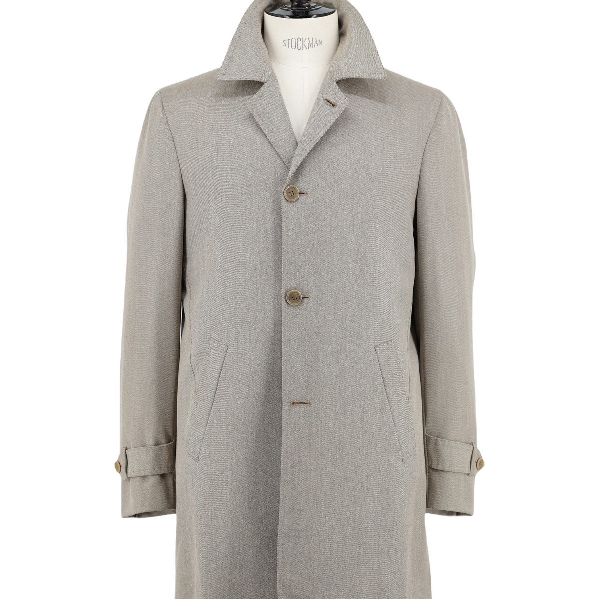 Orazio Luciano Light Brown Wool Herringbone Sartorial Carcoat Orazio Luciano Light Brown Wool Herringbone Sartorial Carcoat