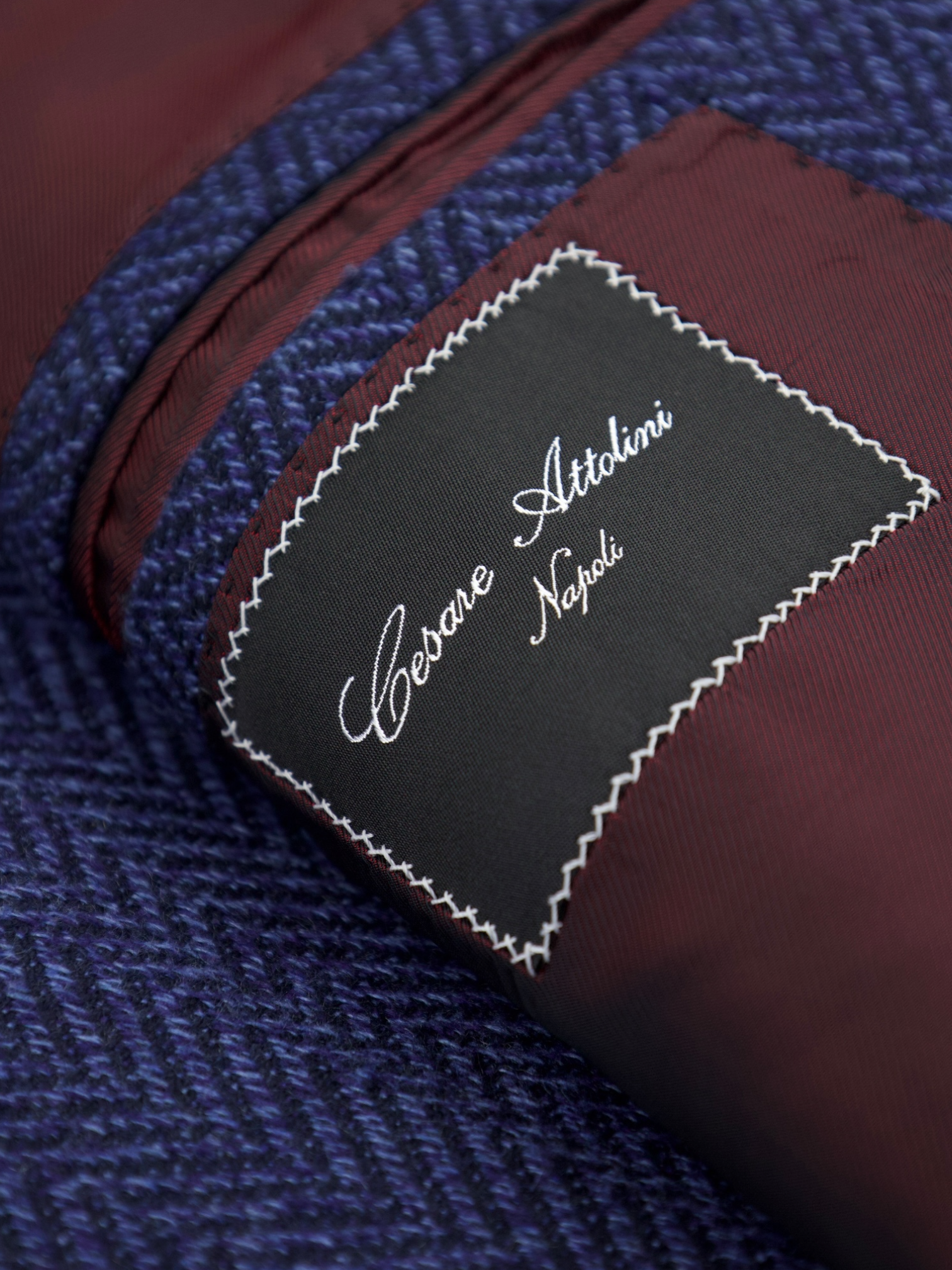 Cesare Attolini Blue Cashmere Herringbone Jacket