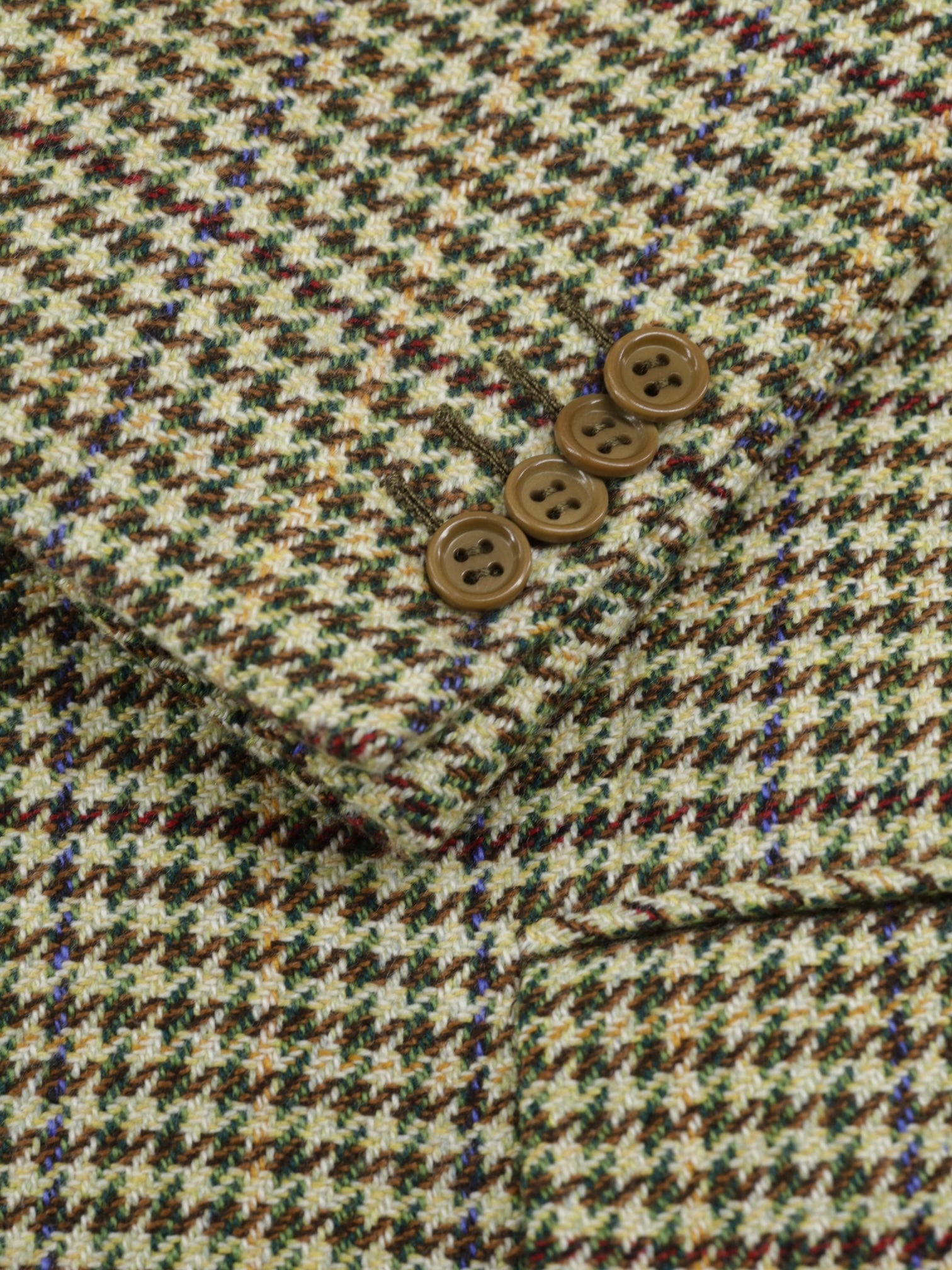 Kiton Light Brown & Green Vintage Pure-Cashmere Houndstooth Jacket