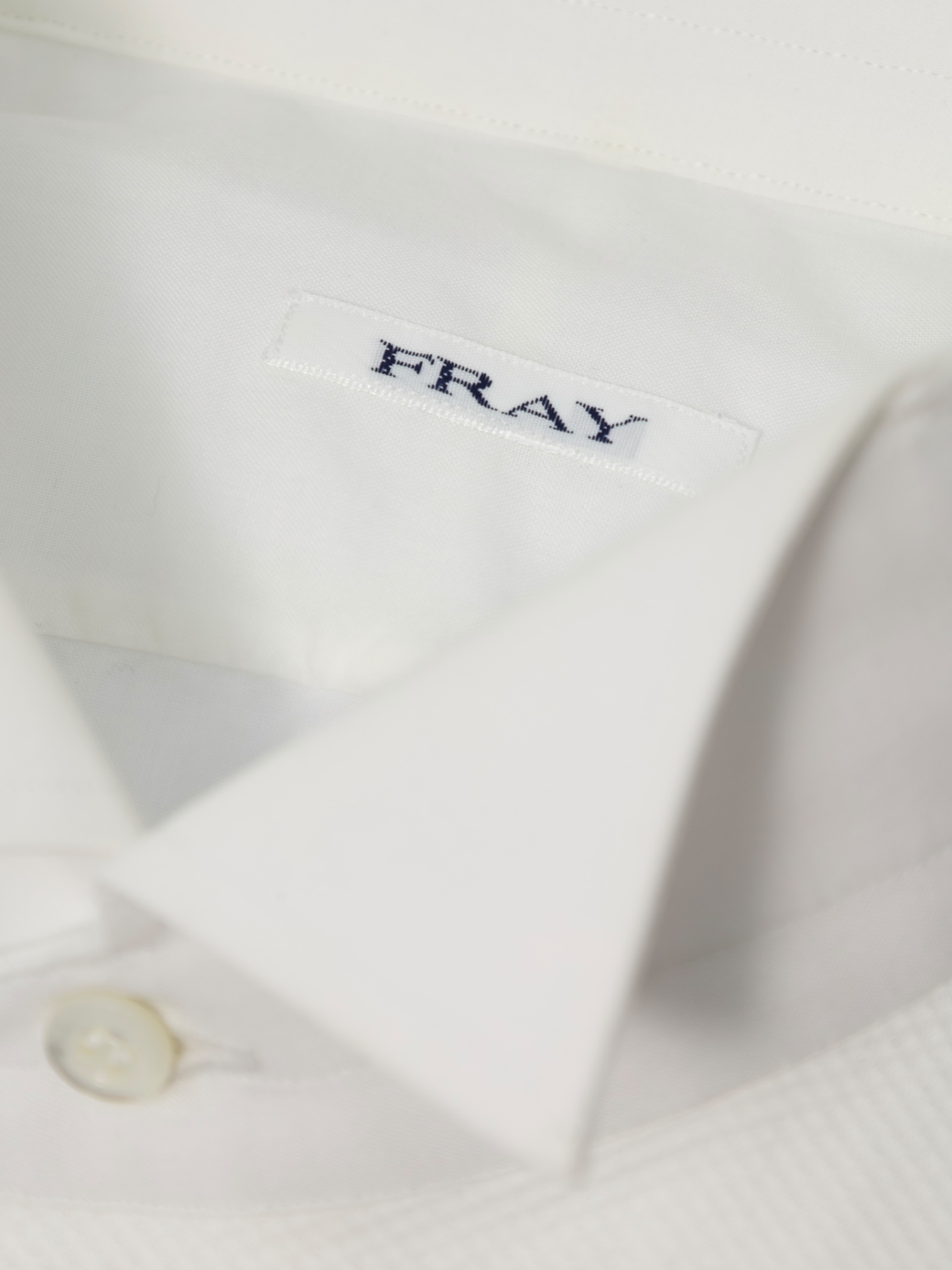 Fray White Wing Collar Cotton Tuxedo Shirt