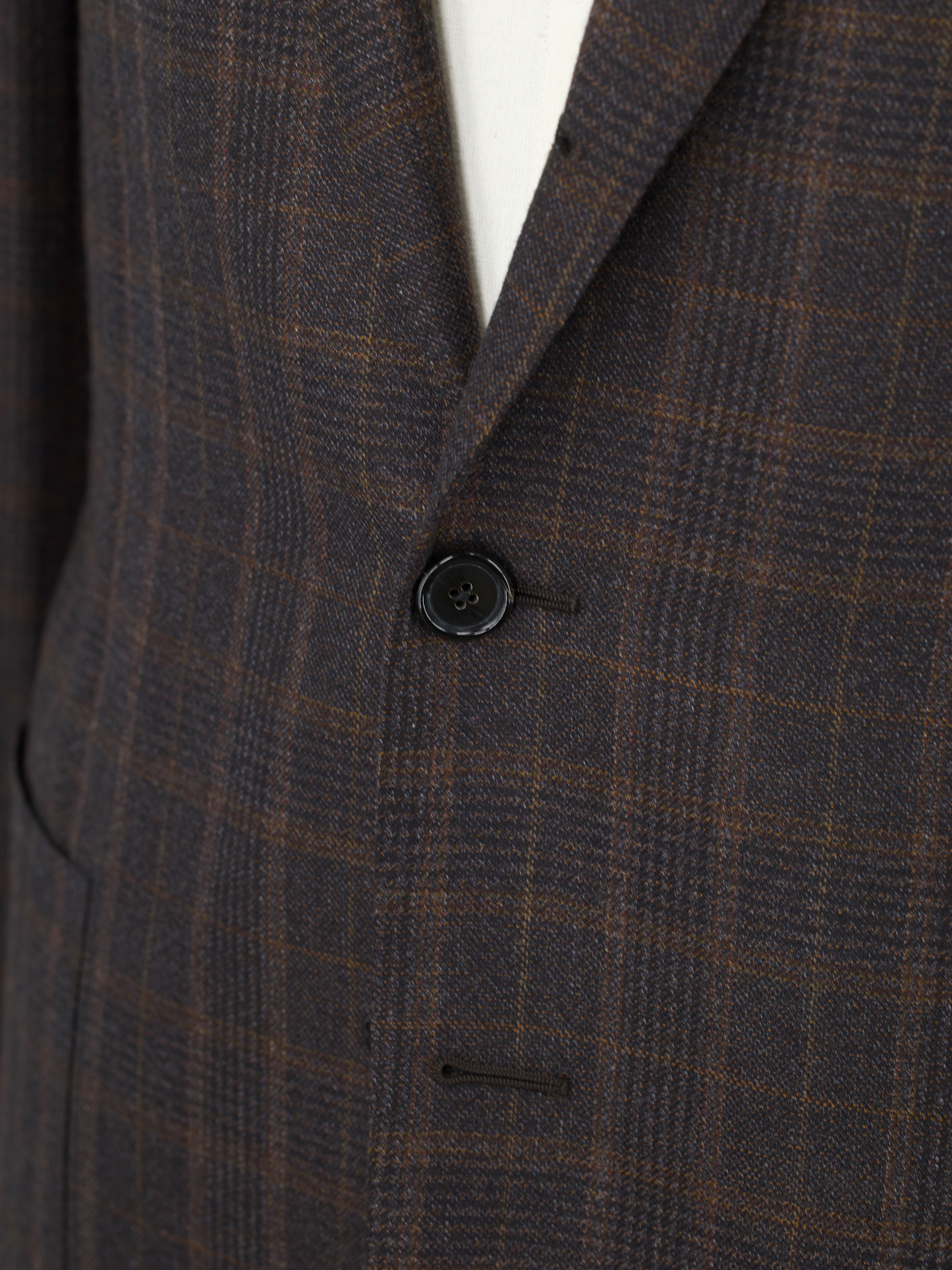 Caruso Castagne Brown Fine-Wool Prince of Wales Jacket