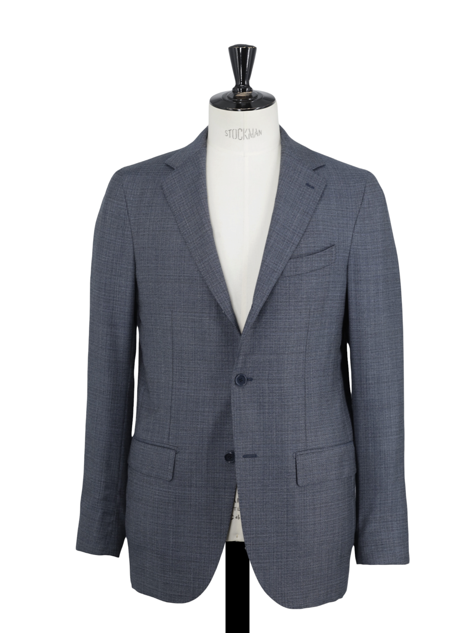 E. Formicola Steel Grey & Blue Fine-Wool Micro-Pattern Suit