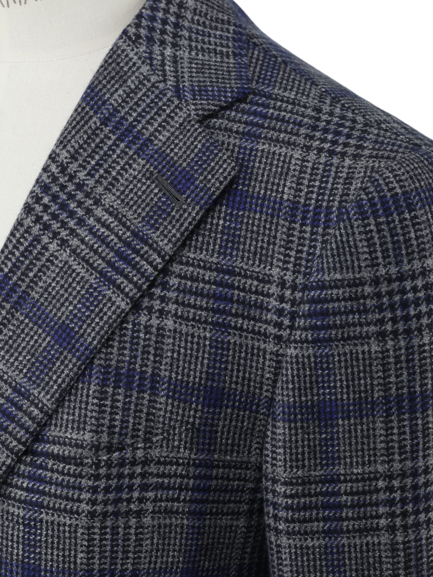 Cesare Attolini Grey & Royal Blue Pure Cashmere Prince of Wales Jacket