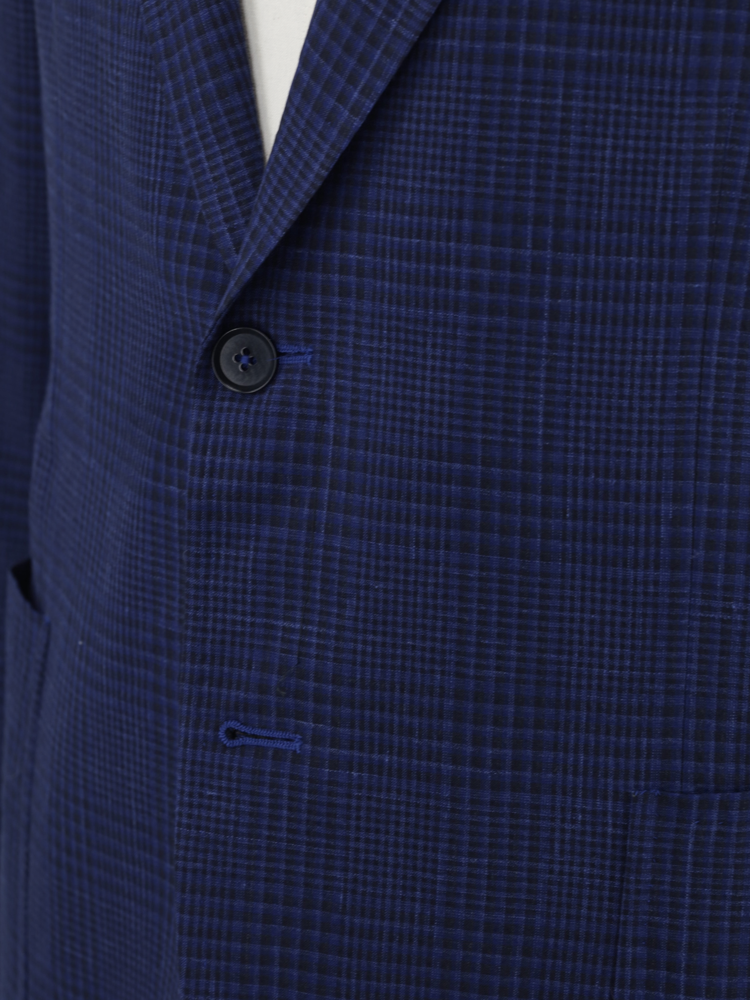Isaia Cobalt Blue Wool, Silk & Linen Shadow-Check Amalfi Jacket