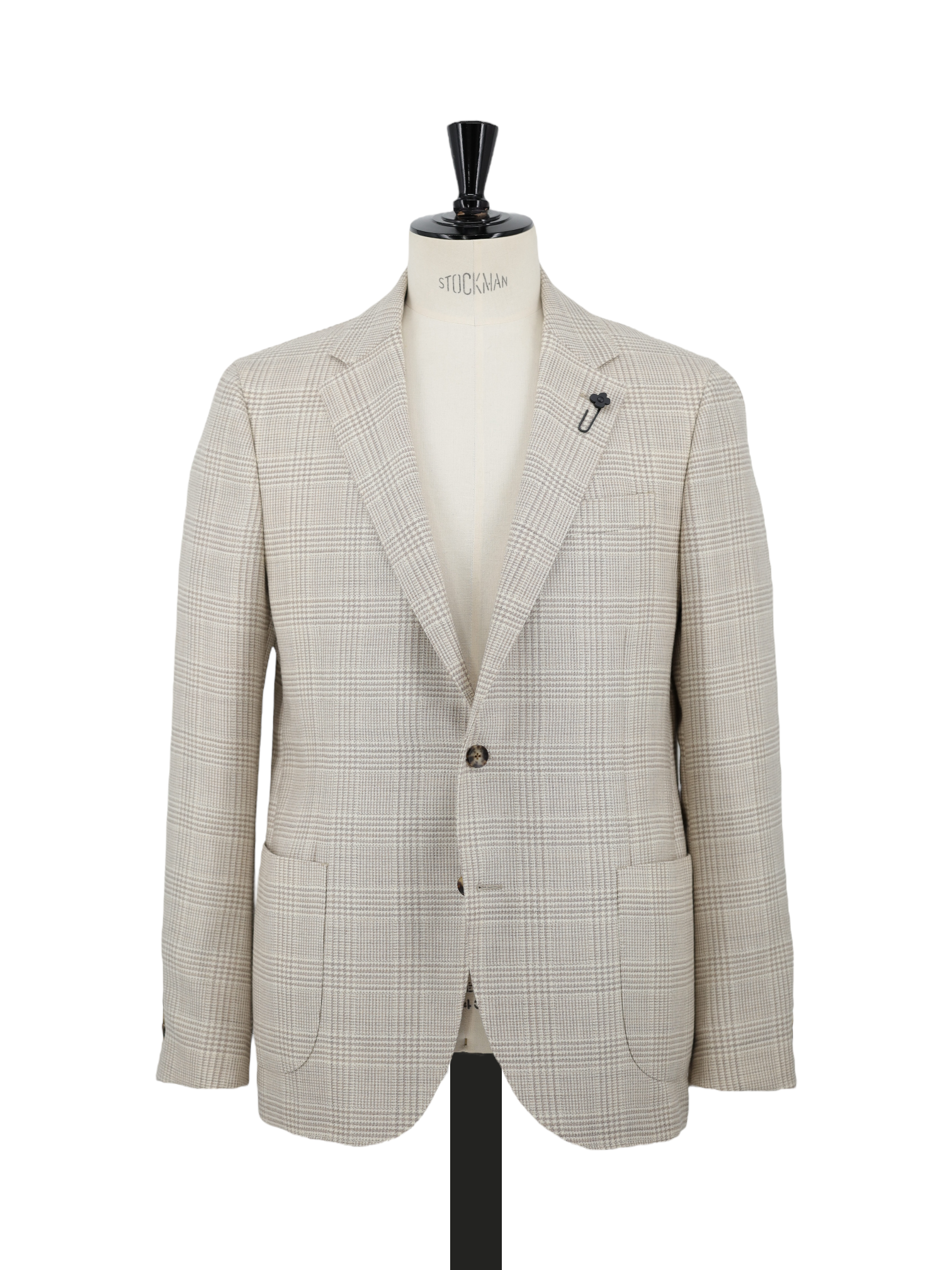 Lardini Taupe High-Twist Wool Prince of Wales Jacket