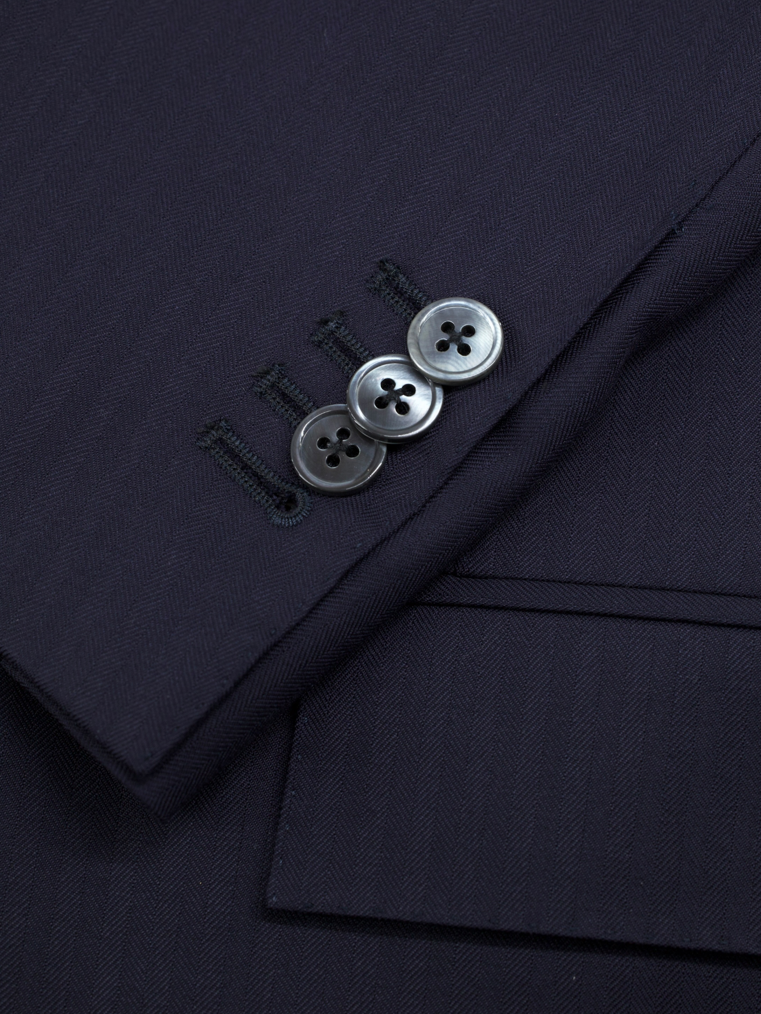 Corneliani Navy 3-Piece Super 160's Herringbone Suit