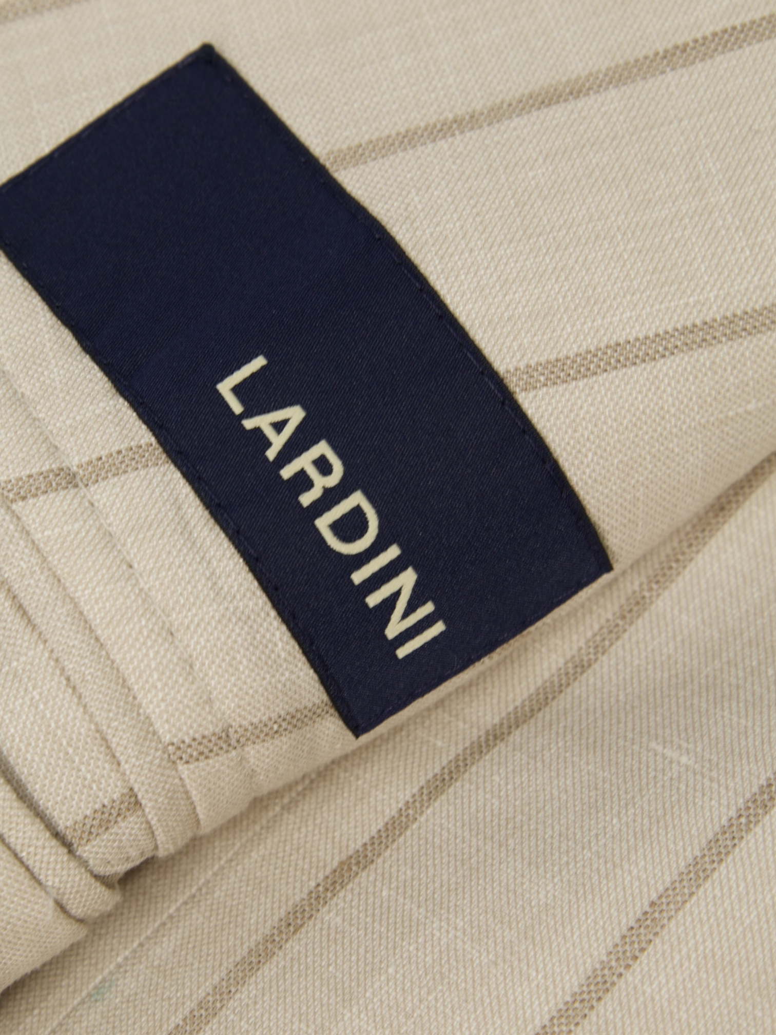 Lardini Taupe Double Breasted Wool, Linen & Silk Chalkstripe Jacket