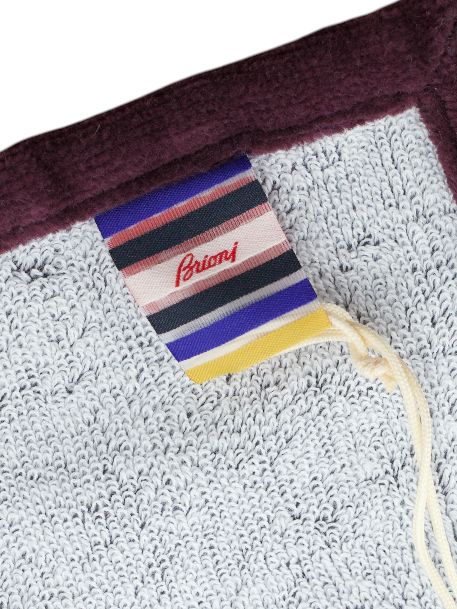 Brioni Wine Red & White Terry-Cotton Summer-Flâneur Towel