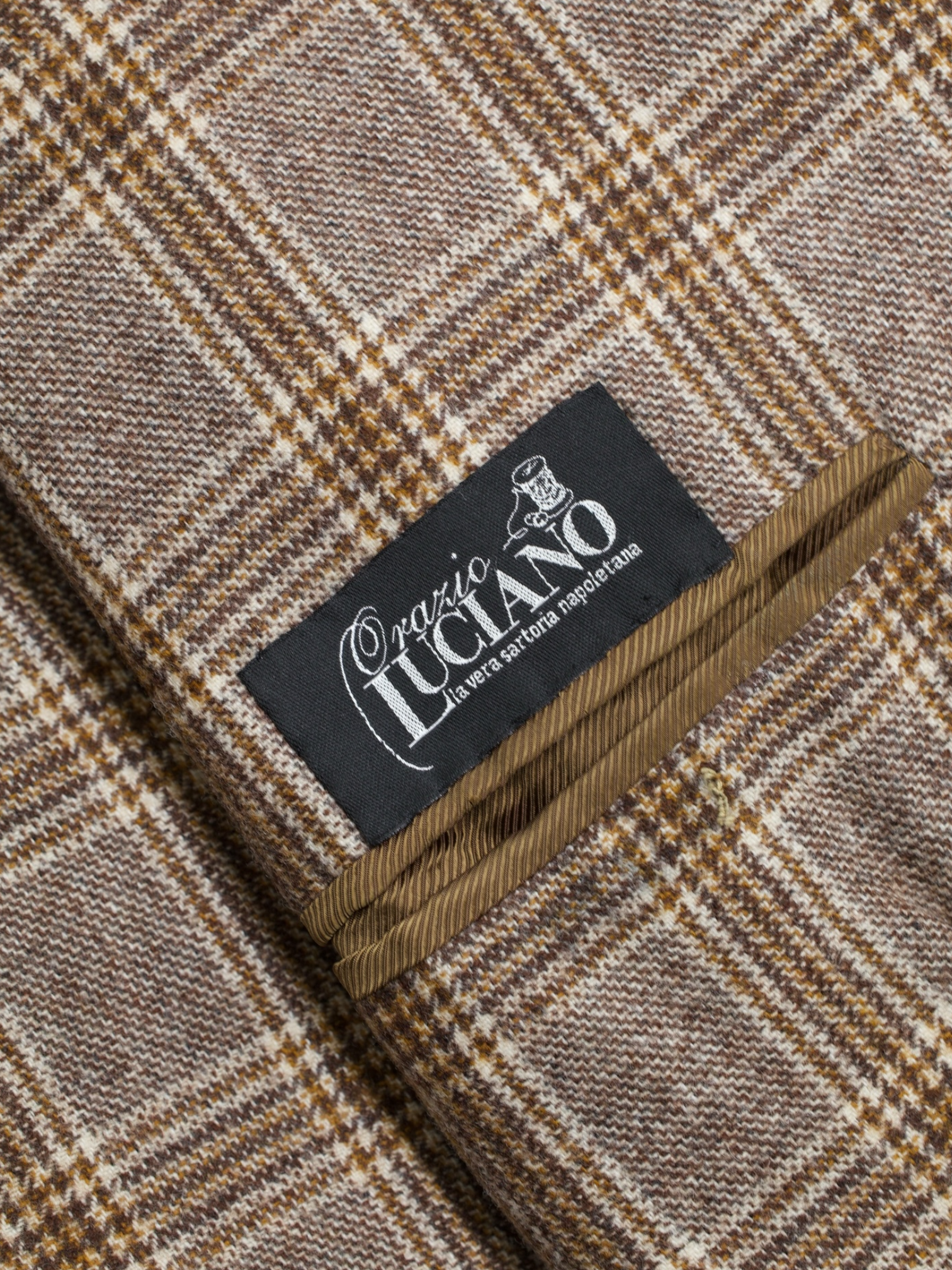 Orazio Luciano Brown Brushed Wool & Cashmere Prince of Wales Jacket