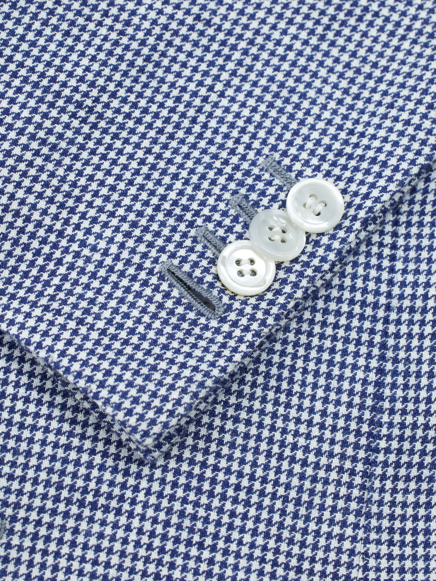 Kiton Navy & White Pure Linen Pied de Poule Jacket