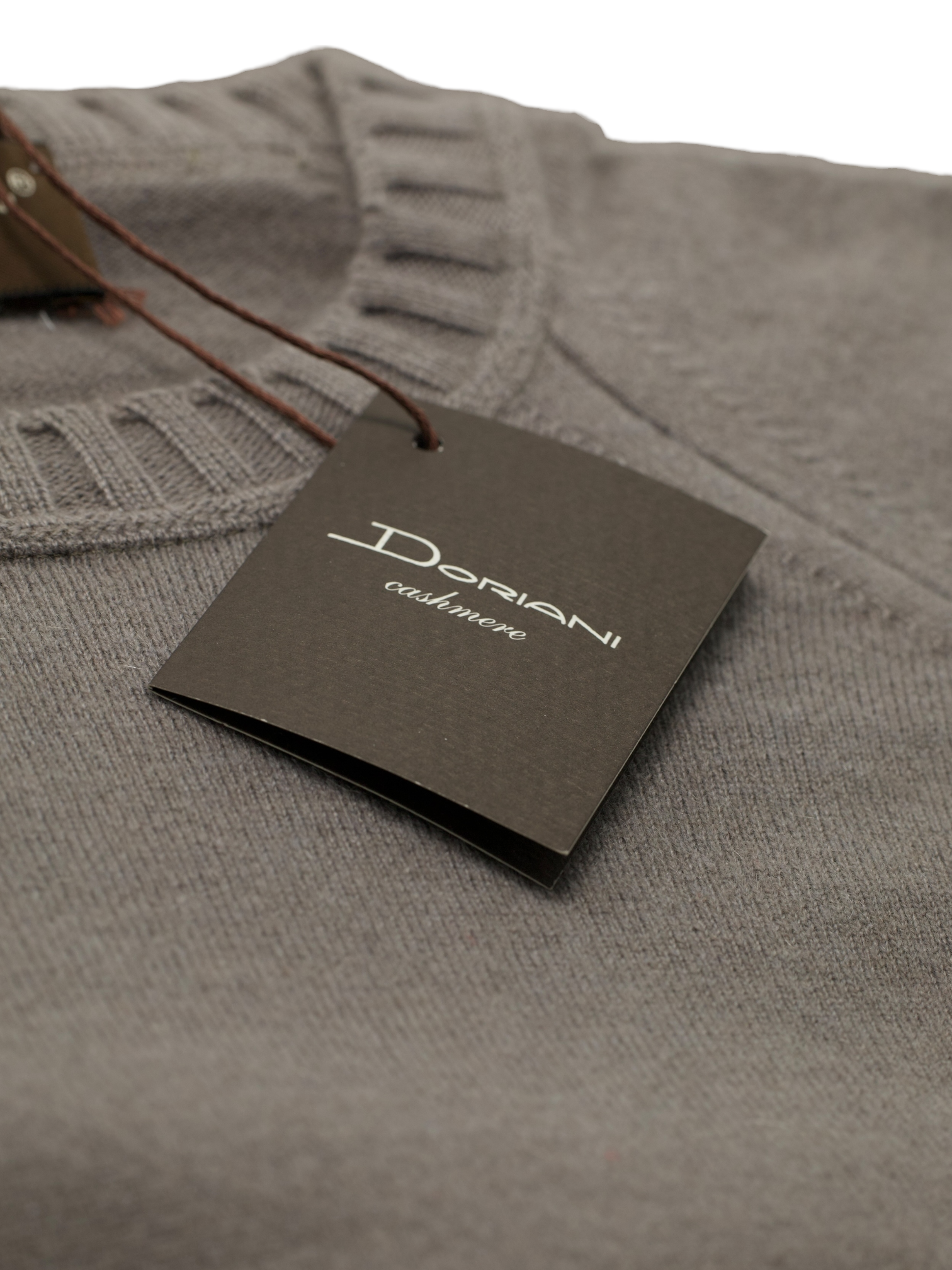 Doriani Dark Taupe Pure-Cashmere Roundneck Knitwear